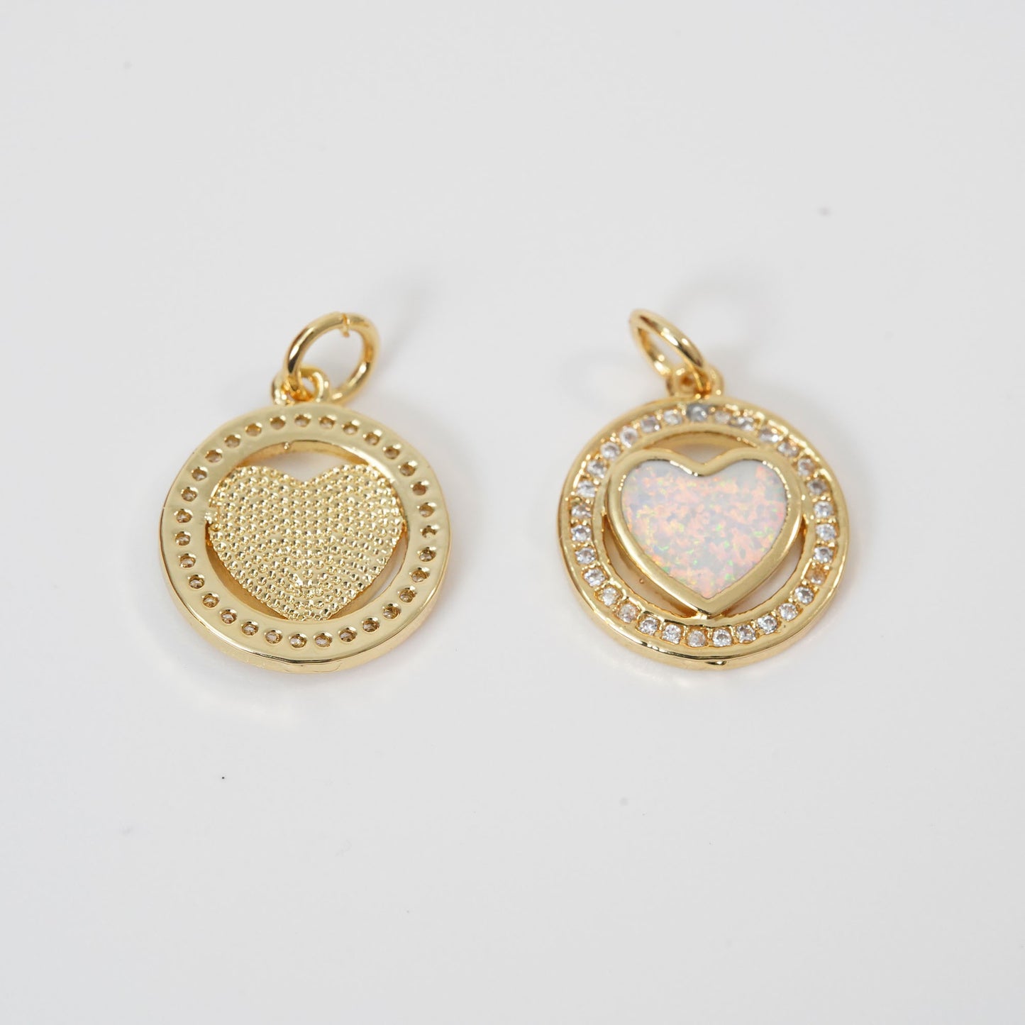 Gold Heart Charms,18K Gold Filled Heart Pendant,Heart Charm Bracelet Necklace for DIY Jewelry Making Supply