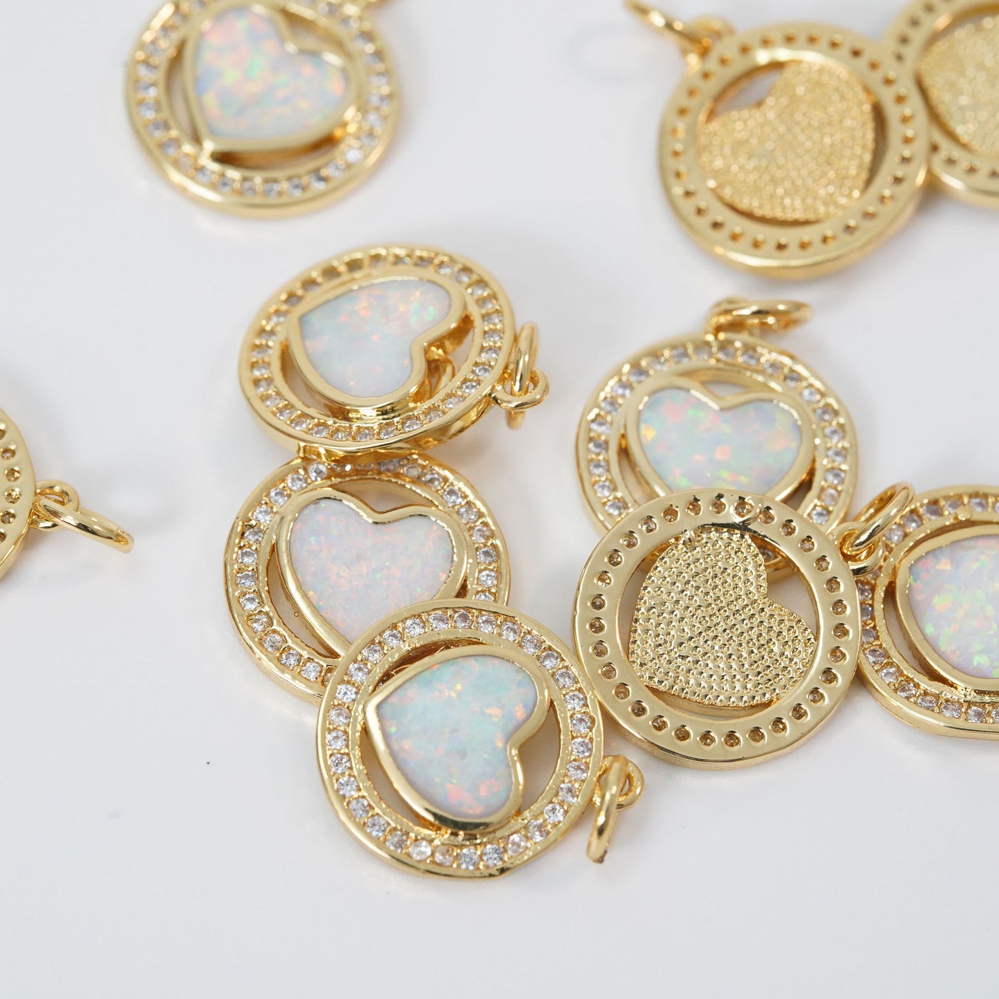 Gold Heart Charms,18K Gold Filled Heart Pendant,Heart Charm Bracelet Necklace for DIY Jewelry Making Supply