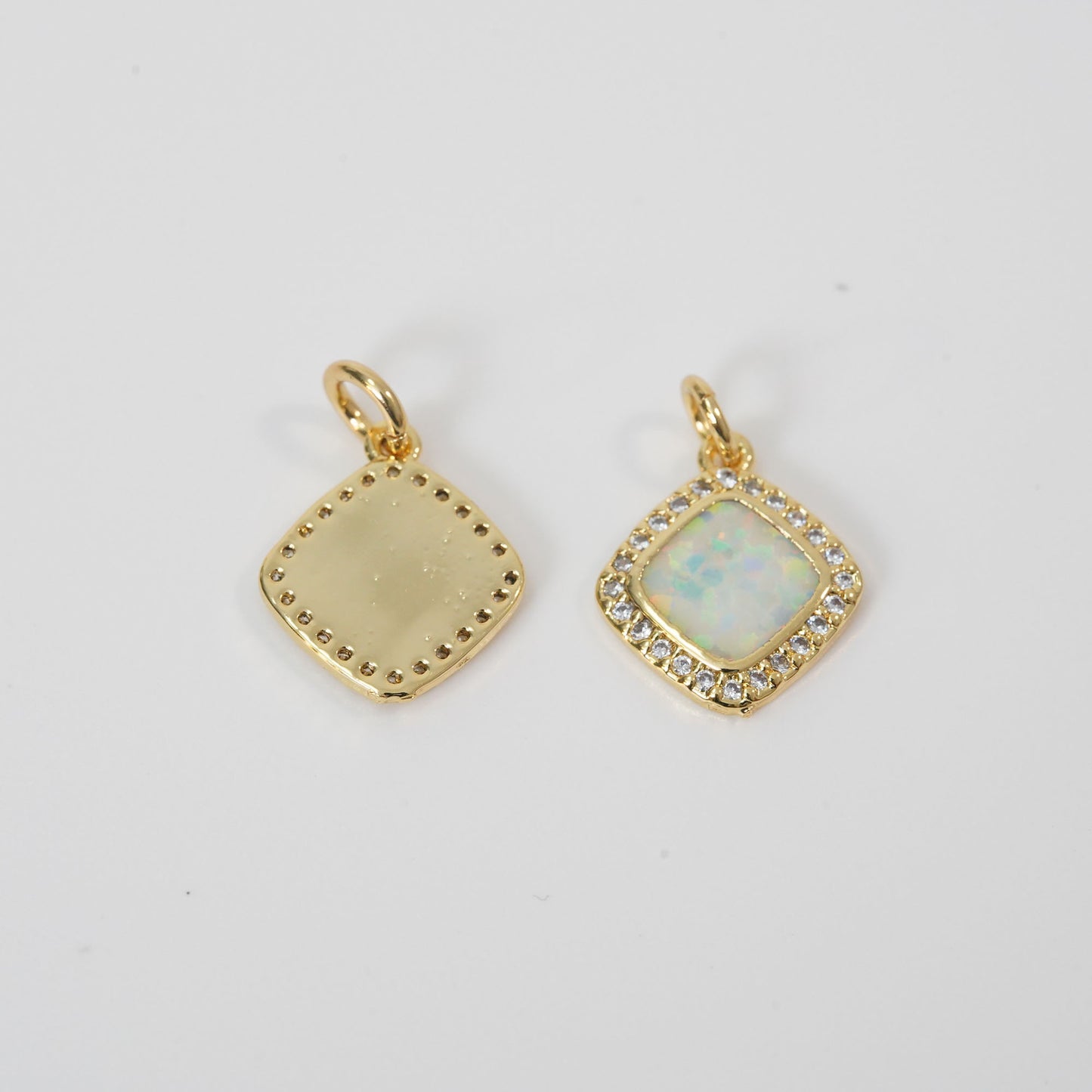Gold square Charms,18K Gold Filled square Pendant,square Charm Bracelet Necklace for DIY Jewelry Making Supply