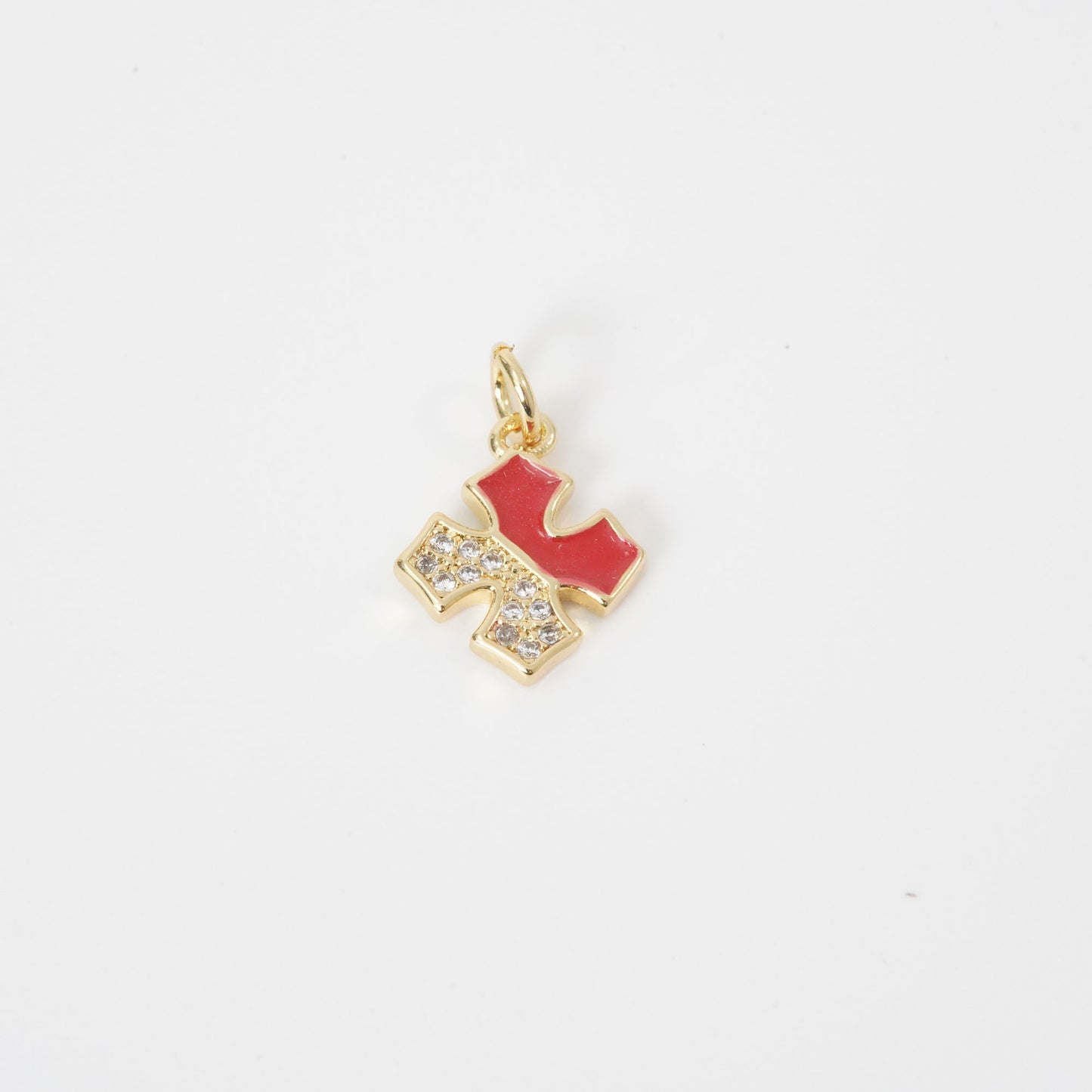 Gold Cross Charms,18K Gold Filled Enamel Cross Pendant,Cross Charm Bracelet Necklace for DIY Jewelry Making Supply