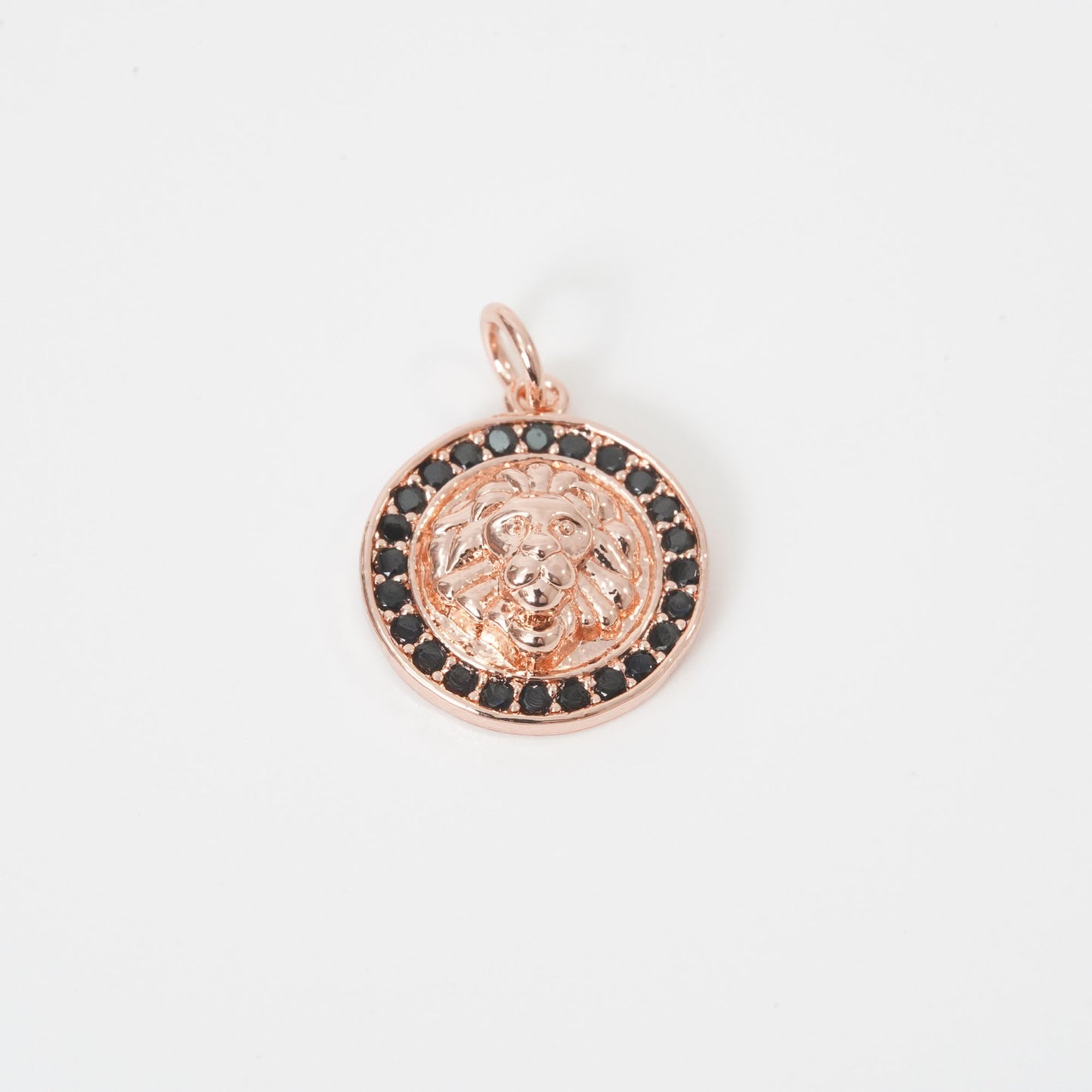 Gold lion head Charms,18K Gold Filled Round Coin Pendant,lion Charm Bracelet Necklace for DIY Jewelry Making Supply