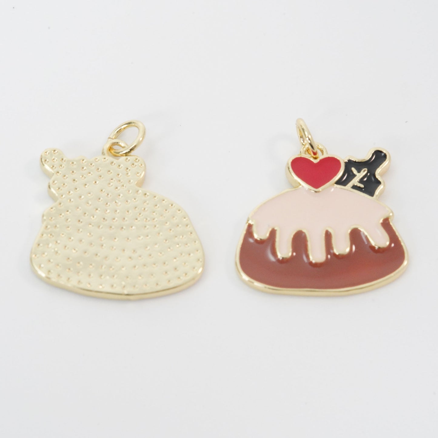Gold Cake Charms,18K Gold Filled cake Pendant,cute cake Charm Bracelet Necklace for DIY Jewelry Making Supply