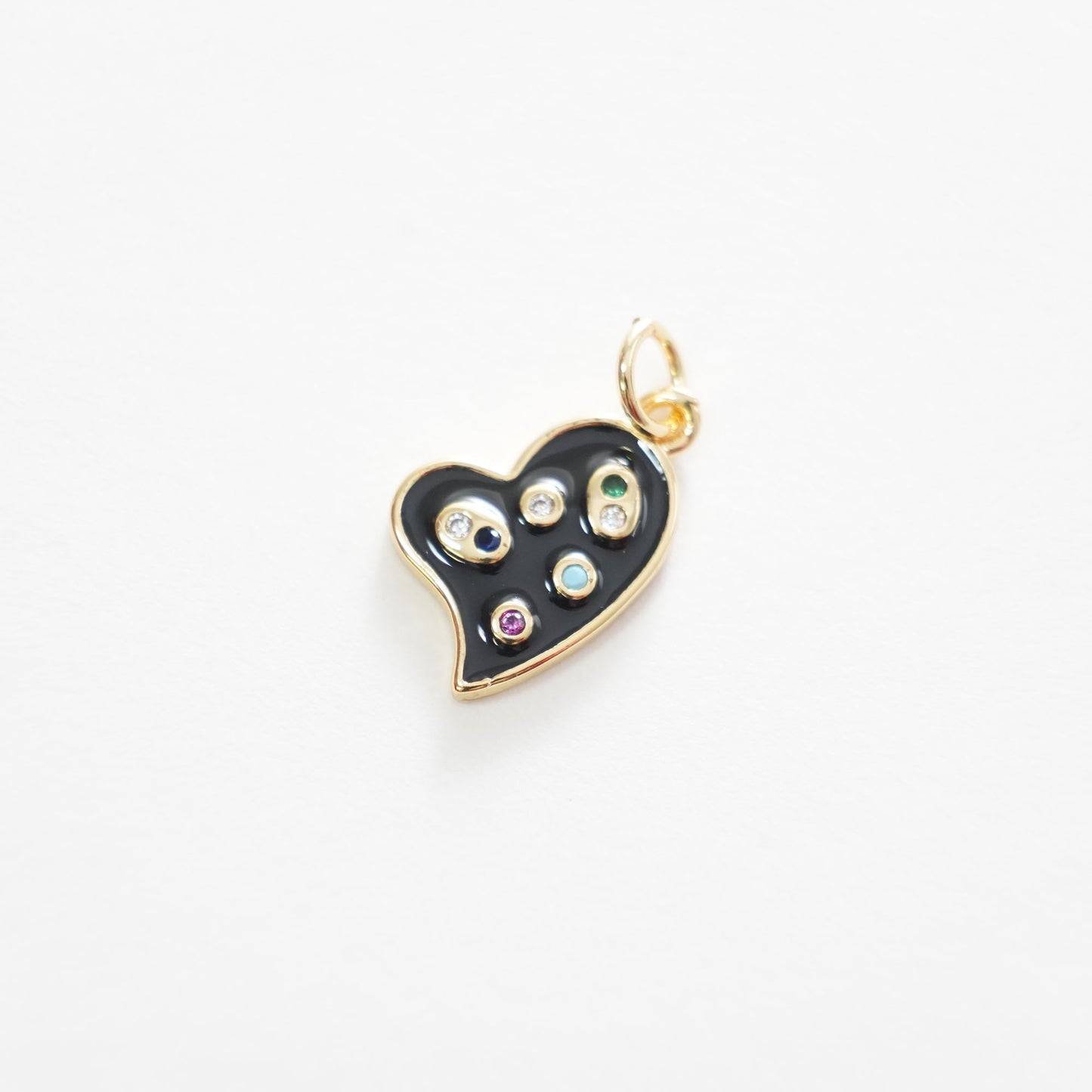 18K Gold Filled Heart Pendant,Enamel Heart Charm Bracelet Necklace for DIY Jewelry Making Supply