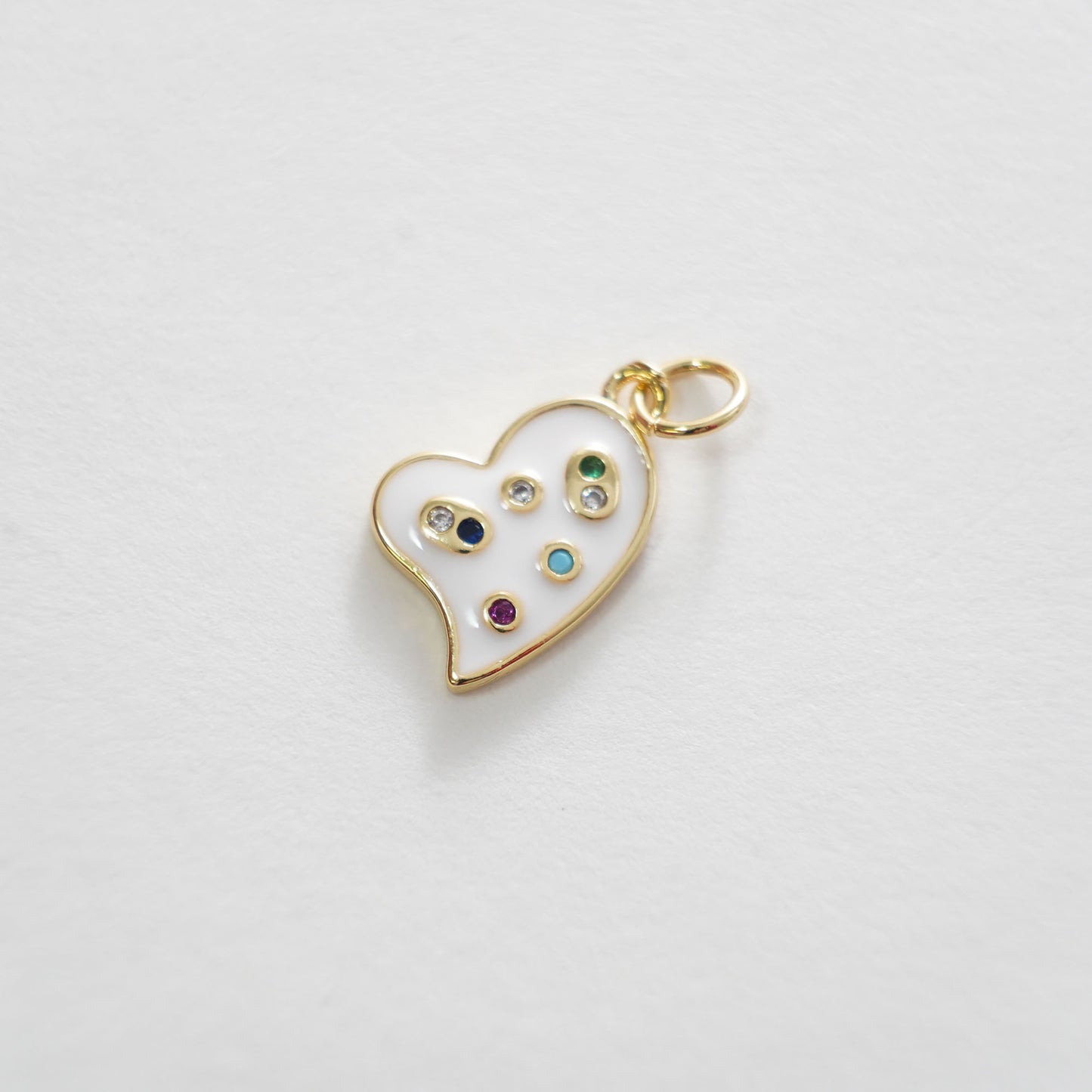 18K Gold Filled Heart Pendant,Enamel Heart Charm Bracelet Necklace for DIY Jewelry Making Supply