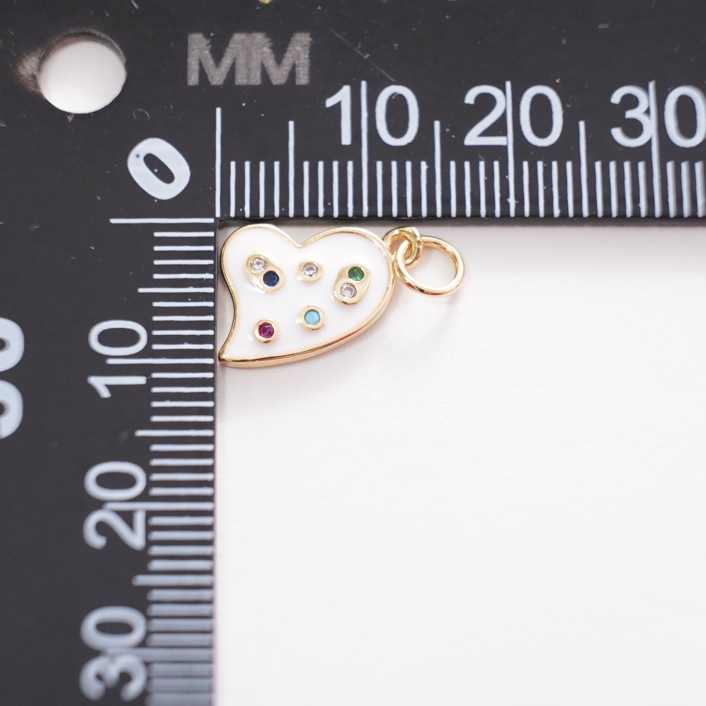 18K Gold Filled Heart Pendant,Enamel Heart Charm Bracelet Necklace for DIY Jewelry Making Supply