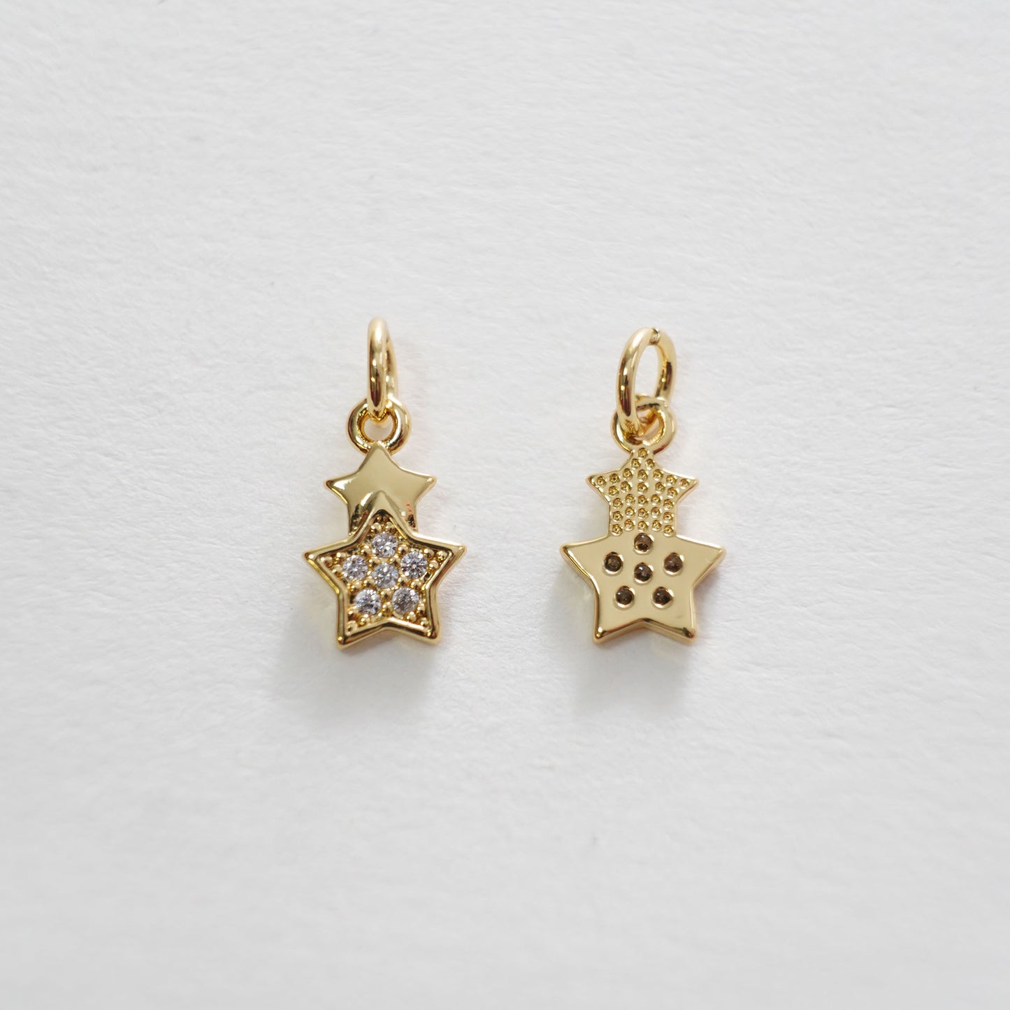 Gold Star Charms,18K Gold Filled CZ Micro Pave Star Pendant,Black Star Charm Bracelet Necklace for DIY Jewelry Making Supply
