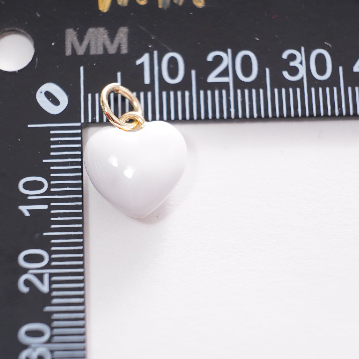 18K Gold Filled Heart Pendant,Enamel Heart Charm Bracelet Necklace for DIY Jewelry Making Supply