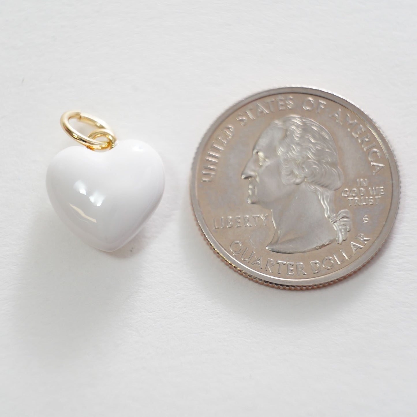 18K Gold Filled Heart Pendant,Enamel Heart Charm Bracelet Necklace for DIY Jewelry Making Supply