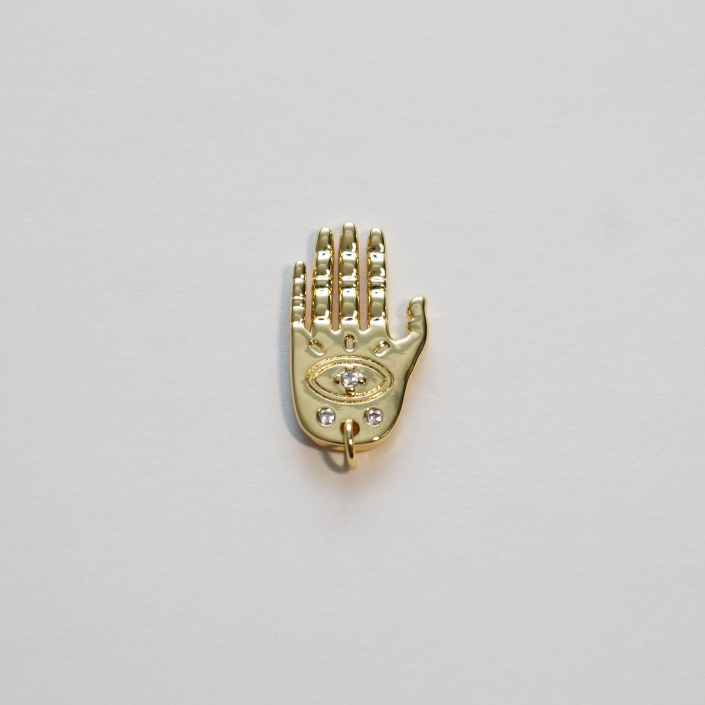 18K Gold Filled Hamsa Hand Pendant,CZ Micro Pave Hand Evill Eye Charm Necklace for DIY Jewelry Making Supply