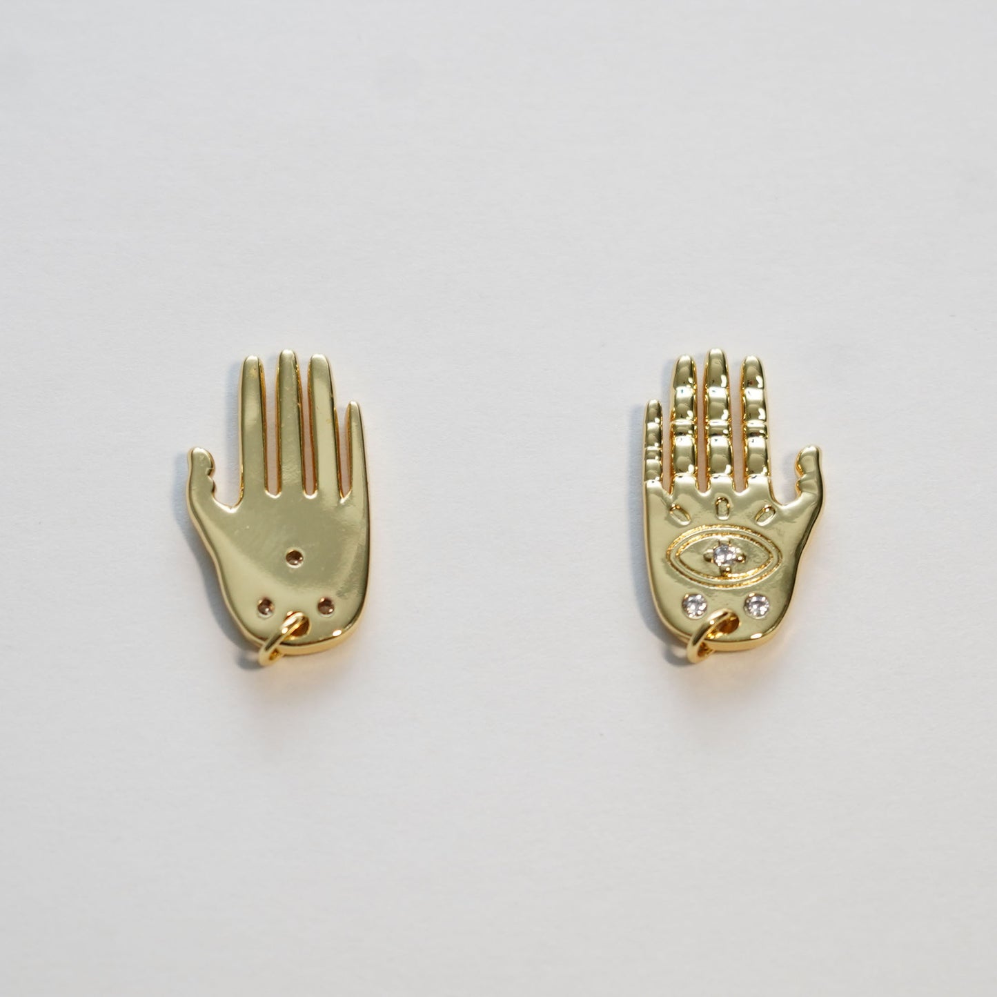 18K Gold Filled Hamsa Hand Pendant,CZ Micro Pave Hand Evill Eye Charm Necklace for DIY Jewelry Making Supply