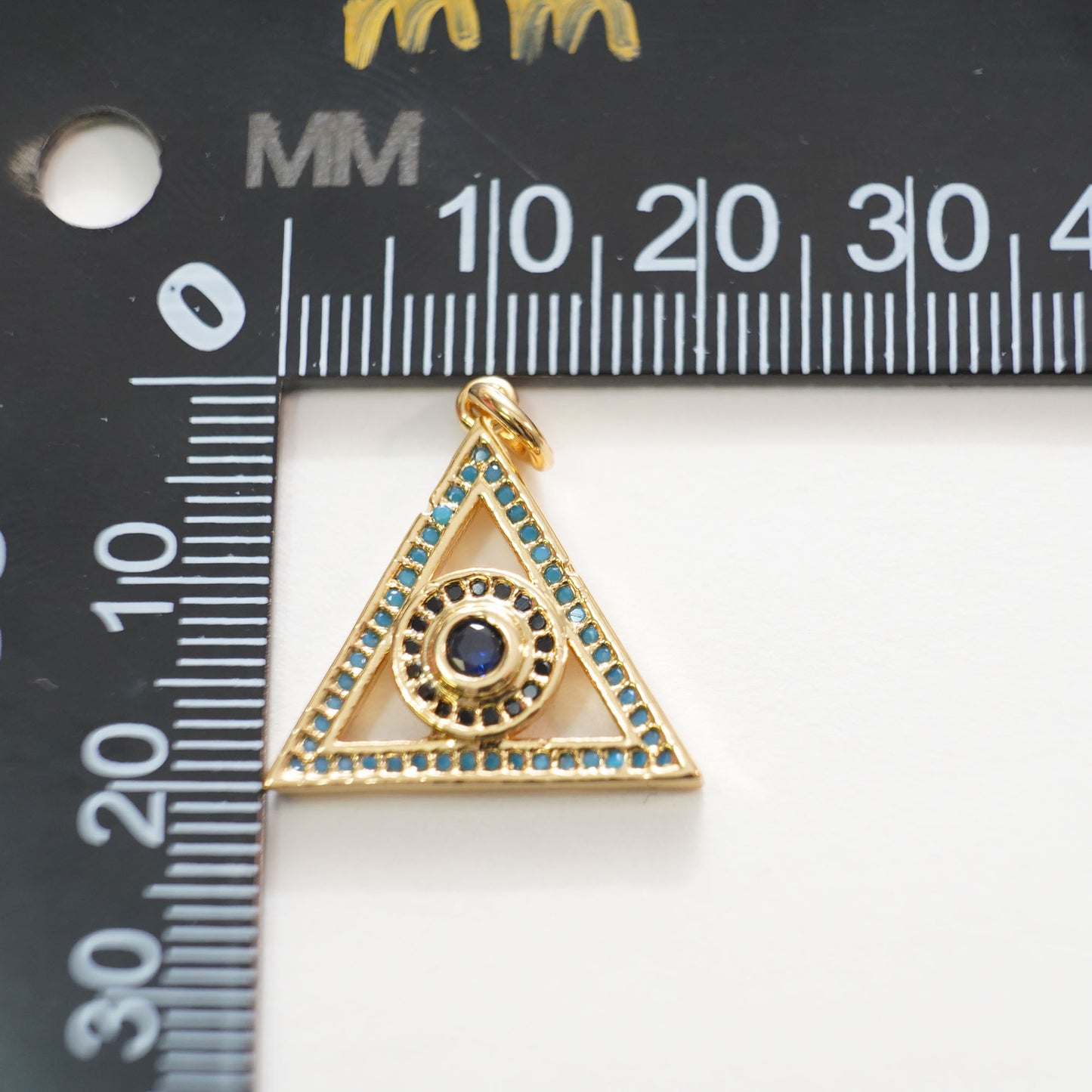 Gold Triangle Evil Eye Charms,18K Gold Filled Evil Eye Pendant,CZ Micro Pave Evil Eye Charm Bracelet Necklace for DIY Jewelry Making Supply