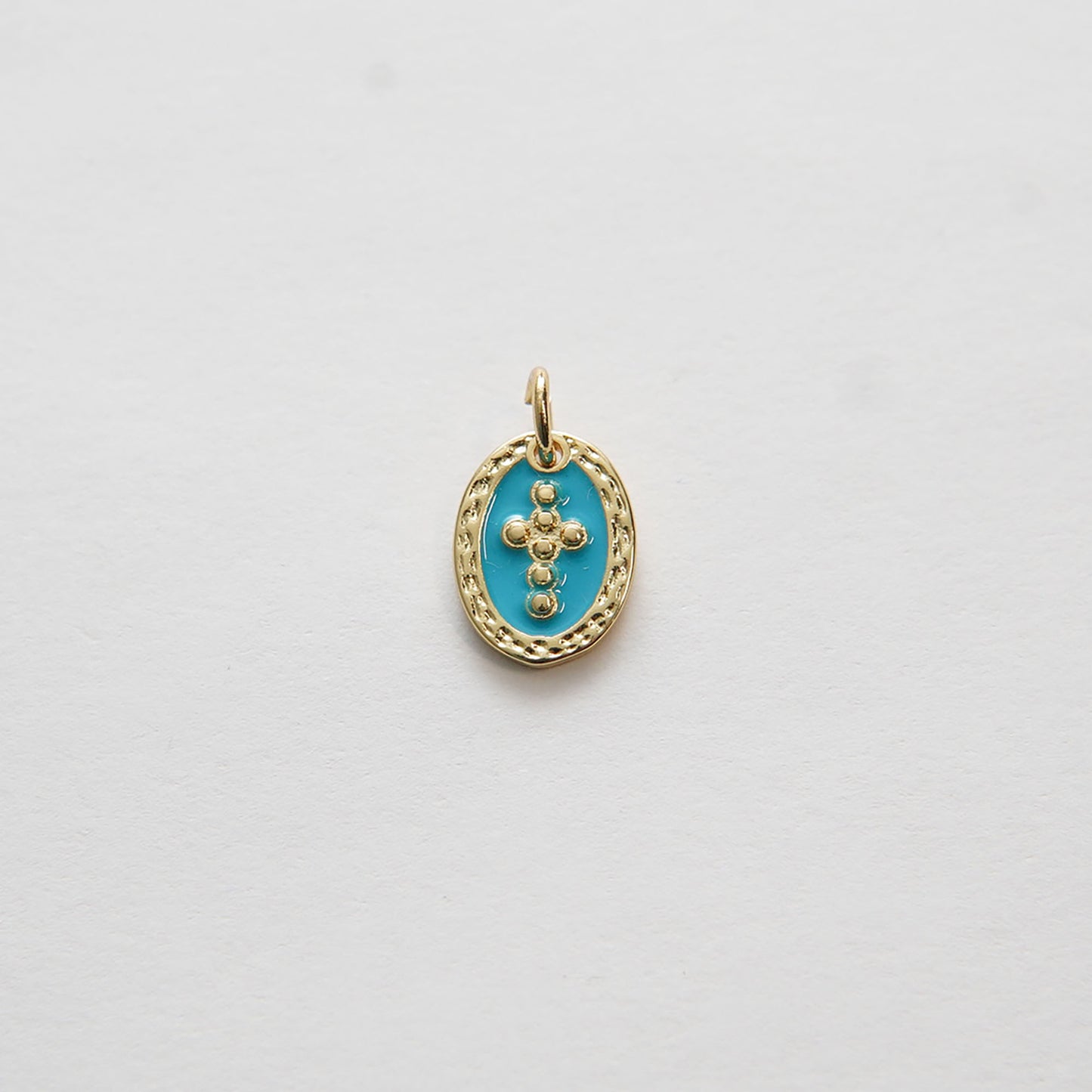 Gold Cross Charms,18K Gold Filled Oval Pendant,Enamel Cross Charms Bracelet Necklace for DIY Jewelry Making Supply