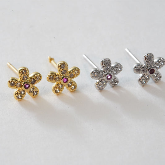 1pair 18K Gold Filled Flower Stud Earrings,Gold Earrings,Dainty Hoops Huggie,Gold Huggies Hoop Earrings