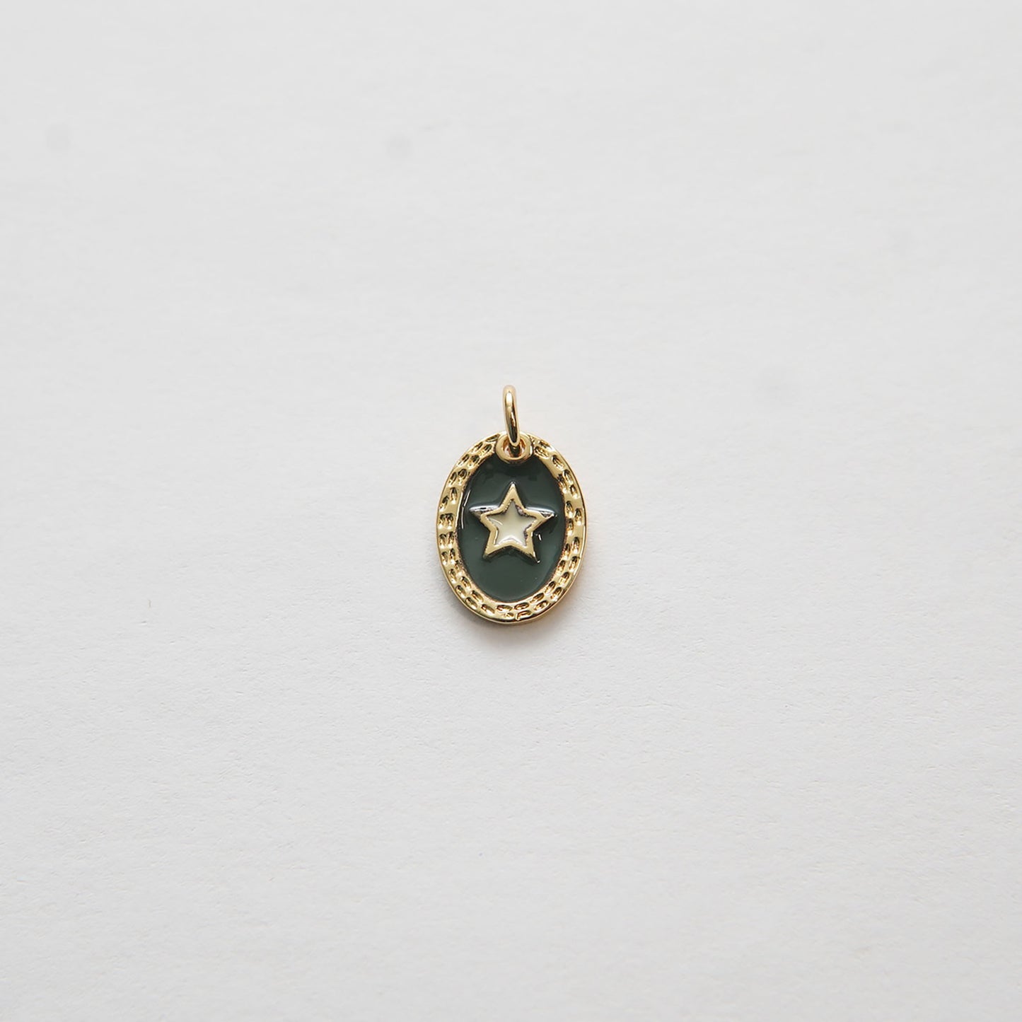 Gold Star Charms,18K Gold Filled Oval Enamel Star Pendant,Star Charm Bracelet Necklace for DIY Jewelry Making Supply