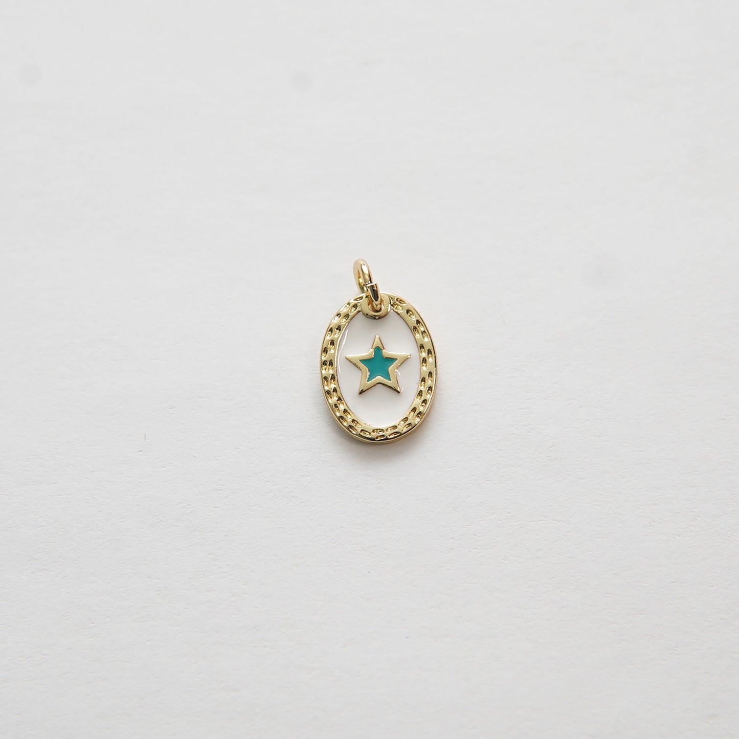 Gold Star Charms,18K Gold Filled Oval Enamel Star Pendant,Star Charm Bracelet Necklace for DIY Jewelry Making Supply