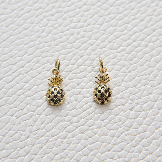 Gold Pineapple Charms,18K Gold Filled Pineapple Pendant,Fruit Charm Bracelet Necklace for DIY Jewelry Making Supply