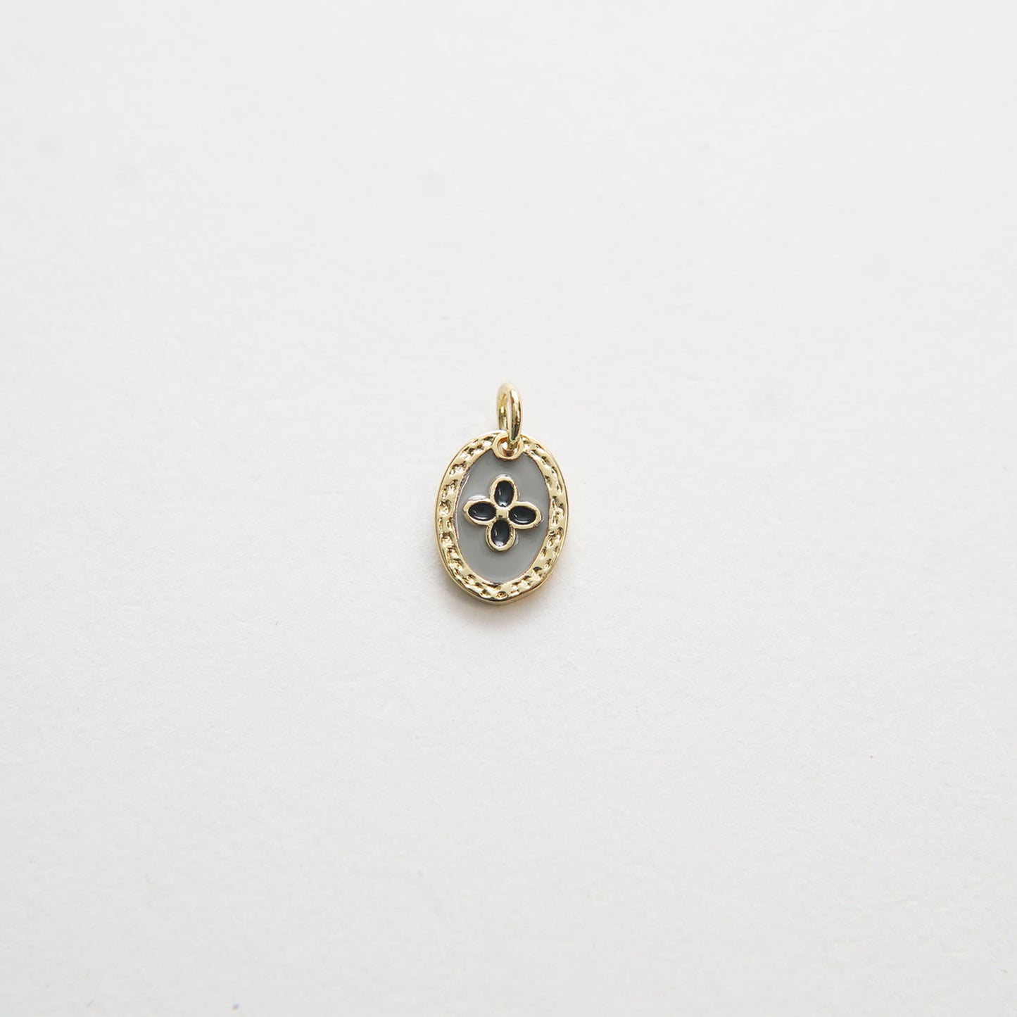 Gold Luck Charms,18K Gold Filled Oval Enamel Flower Pendant Charm Bracelet Necklace for DIY Jewelry Making Supply