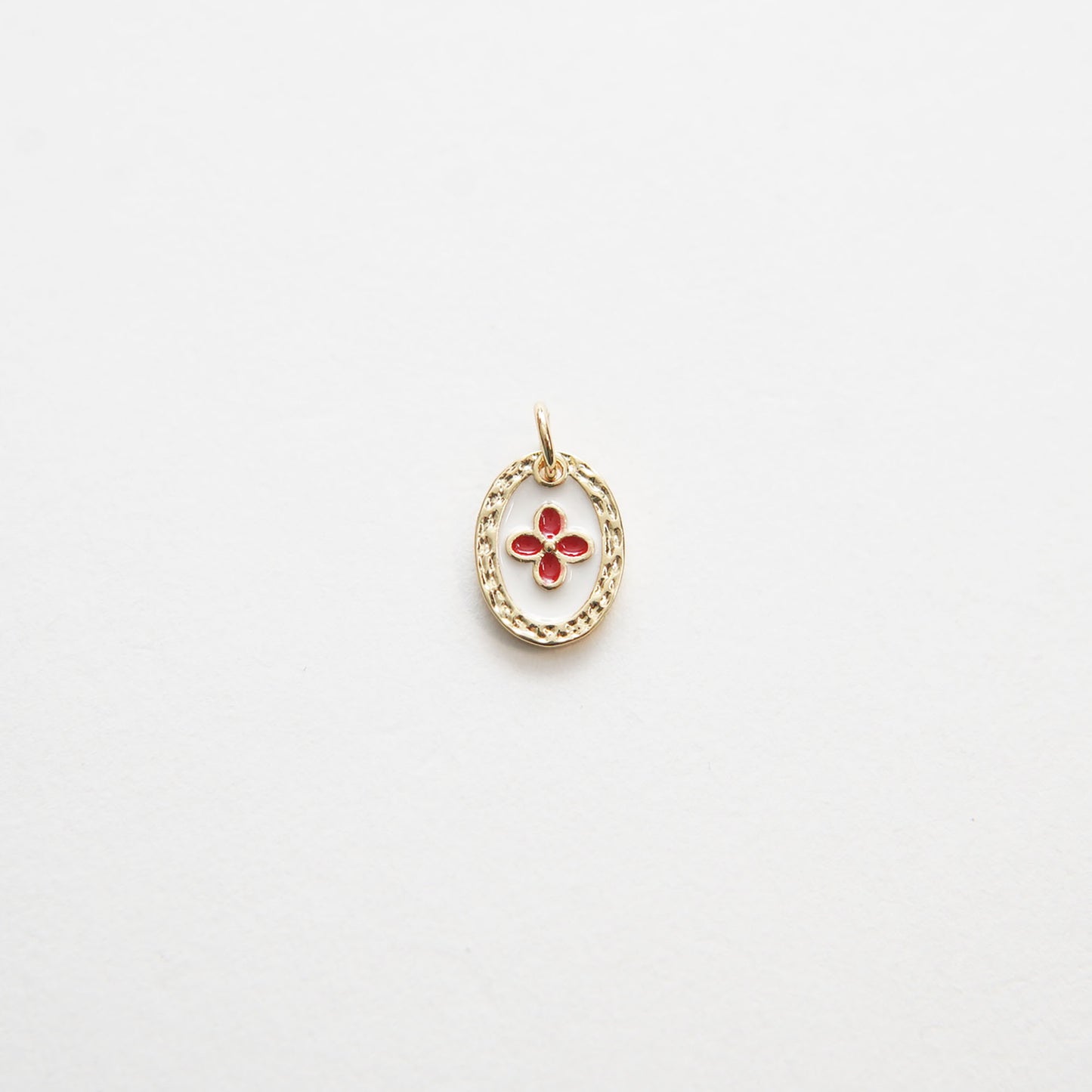 Gold Luck Charms,18K Gold Filled Oval Enamel Flower Pendant Charm Bracelet Necklace for DIY Jewelry Making Supply