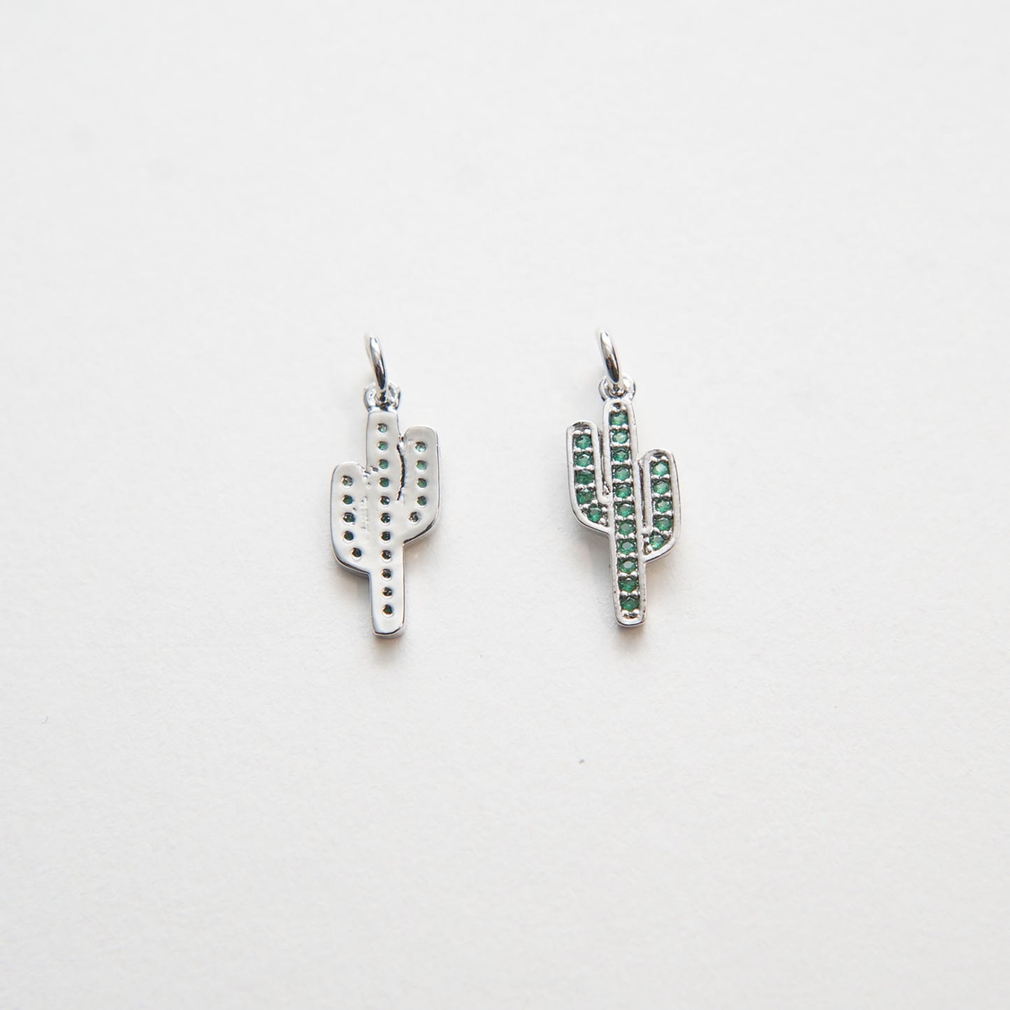 Gold Cactus Charms,18K Gold Filled CZ Micro Pave Cactus Pendant,Desert Charm Bracelet Necklace for DIY Jewelry Making Supply