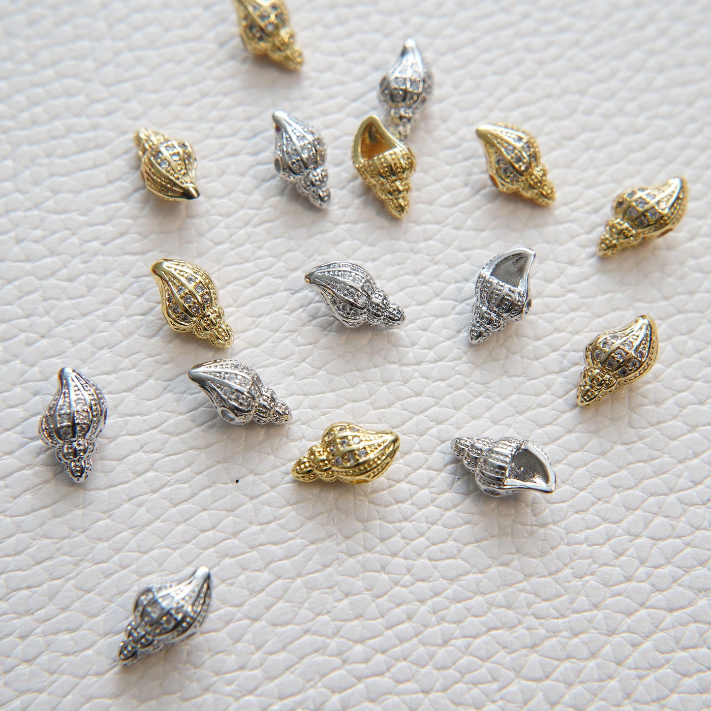 Gold Conch Charms,18K Gold Filled Conch Shell Pendant,Silver Conch Shell Charm Bracelet Necklace for DIY Jewelry Making Supply