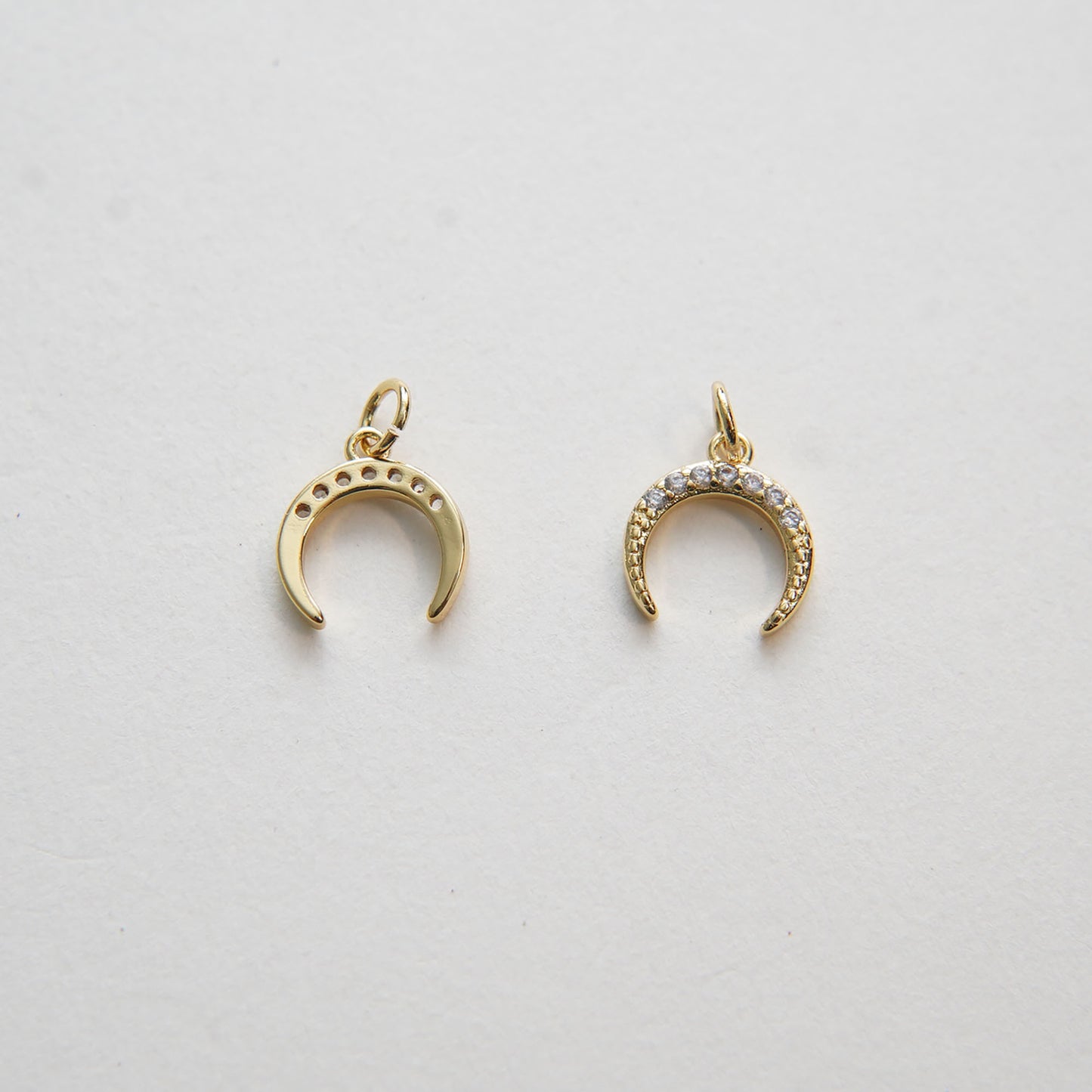 Gold Moon Charms,18K Gold Filled Crescent Pendant,CZ Micro Pave Celestial Charm Bracelet Necklace for DIY Jewelry Making Supply