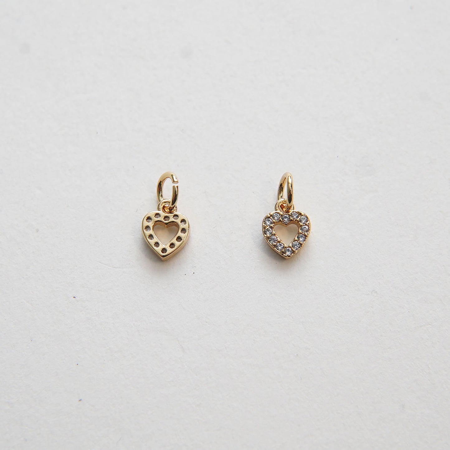 Gold Tiny Heart Charms,18K Gold Filled Heart Pendant,CZ Micro Pave Heart Charm Bracelet Necklace for DIY Jewelry Making Supply