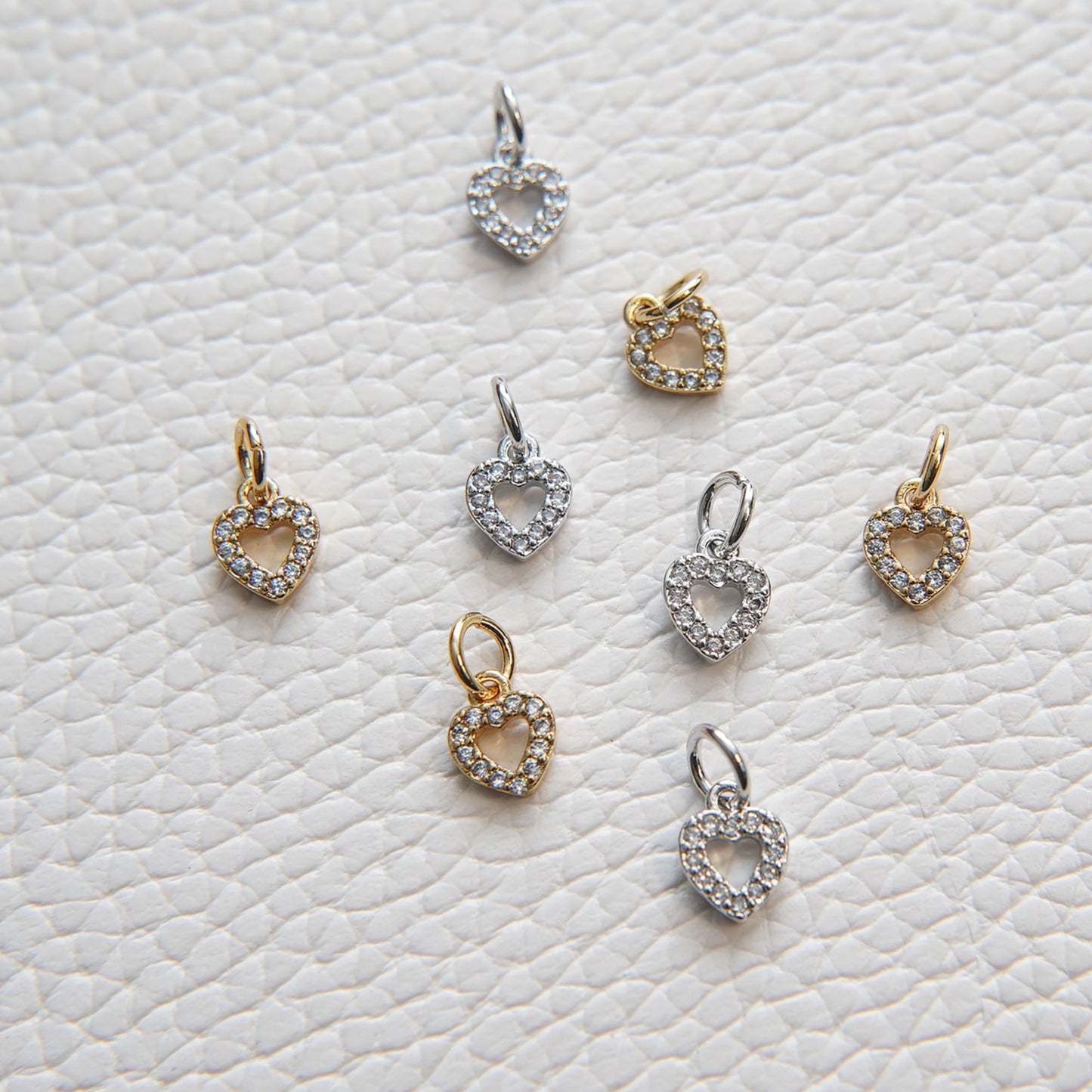 Gold Tiny Heart Charms,18K Gold Filled Heart Pendant,CZ Micro Pave Heart Charm Bracelet Necklace for DIY Jewelry Making Supply