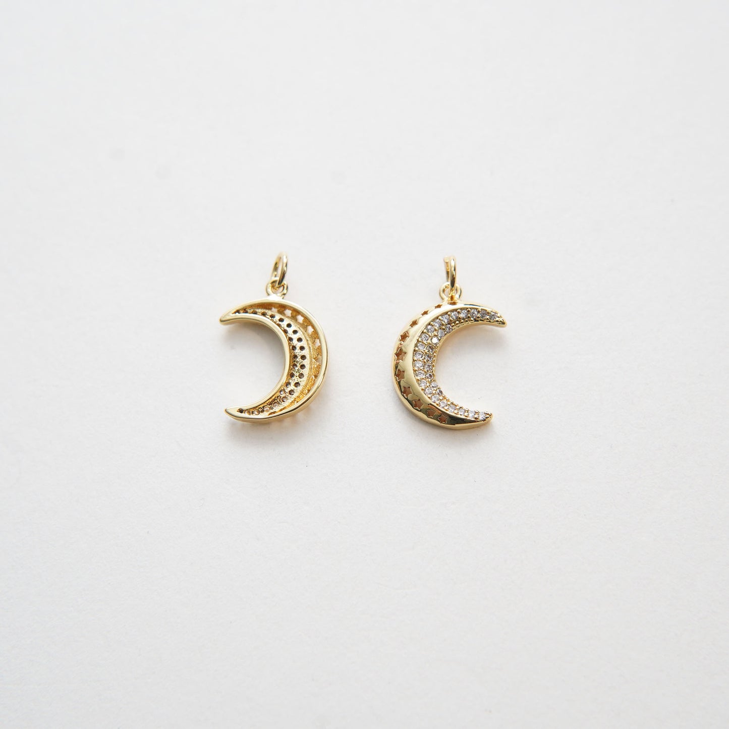 Gold Moon Charms,18K Gold Filled Moon Pendant,Celestial Charm Bracelet Necklace for DIY Jewelry Making Supply