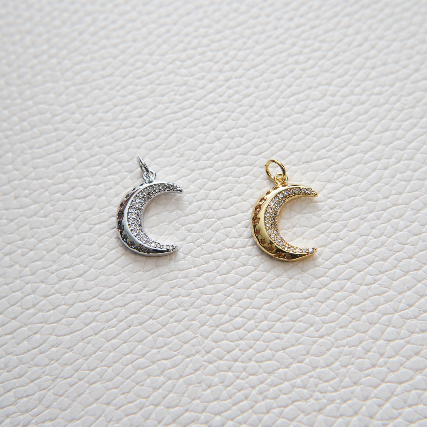 Gold Moon Charms,18K Gold Filled Moon Pendant,Celestial Charm Bracelet Necklace for DIY Jewelry Making Supply