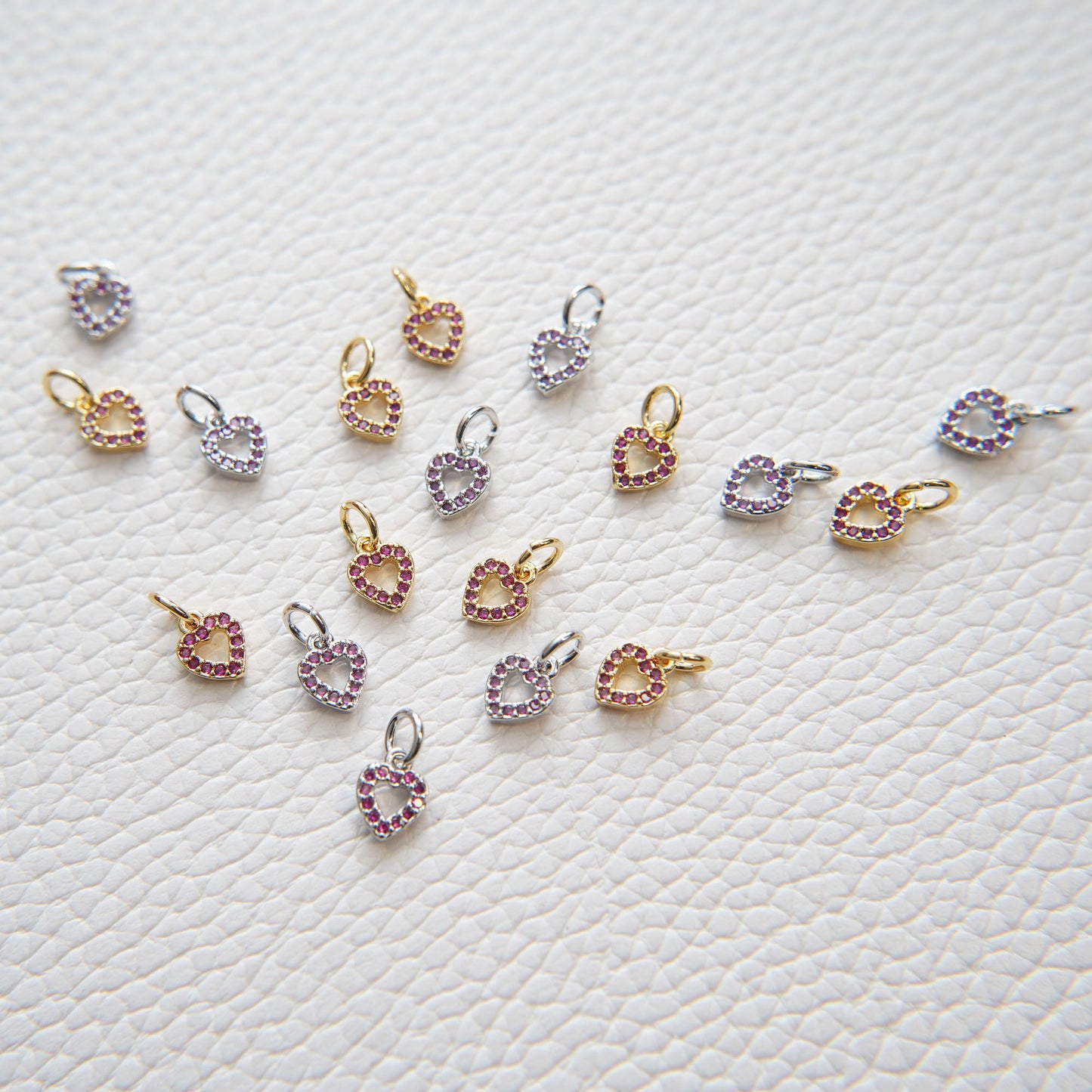 Gold Tiny Heart Charms,18K Gold Filled Heart Pendant,CZ Micro Pave Heart Charm Bracelet Necklace for DIY Jewelry Making Supply