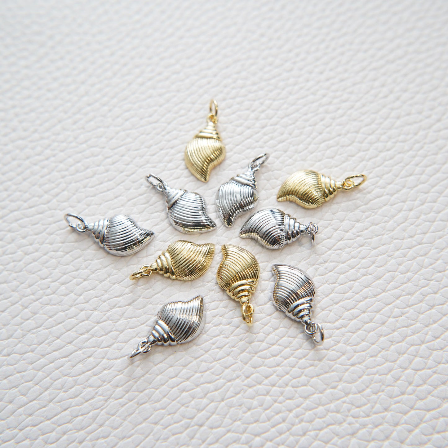 Gold Conch Charms,18K Gold Filled Conch Shell Pendant,Silver Conch Shell Charm Bracelet Necklace for DIY Jewelry Making Supply