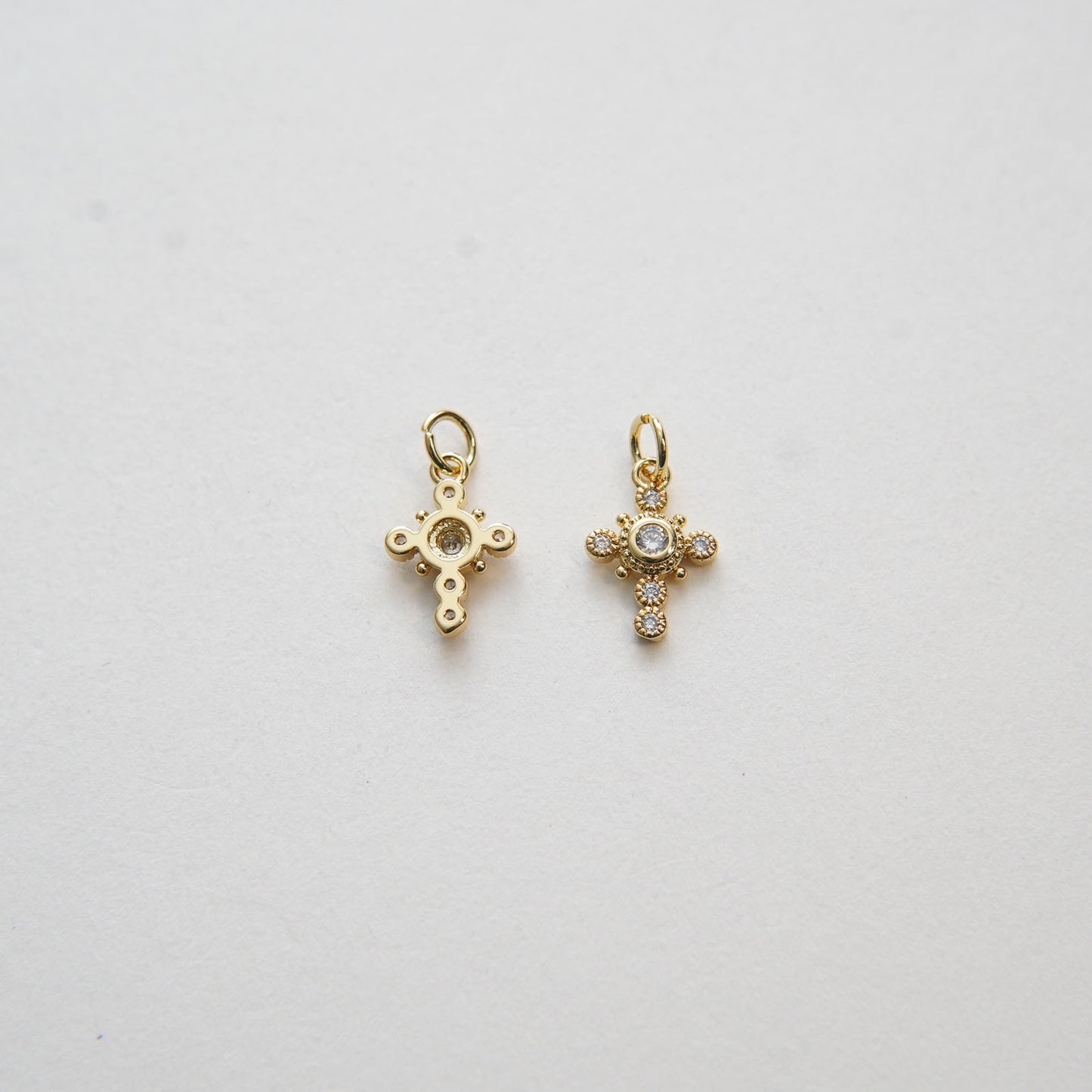 Gold Cross Charms,18K Gold Filled Cross Pendant,CZ Micro Pave Protect Religious Charm Bracelet Necklace for DIY Jewelry Making Supply