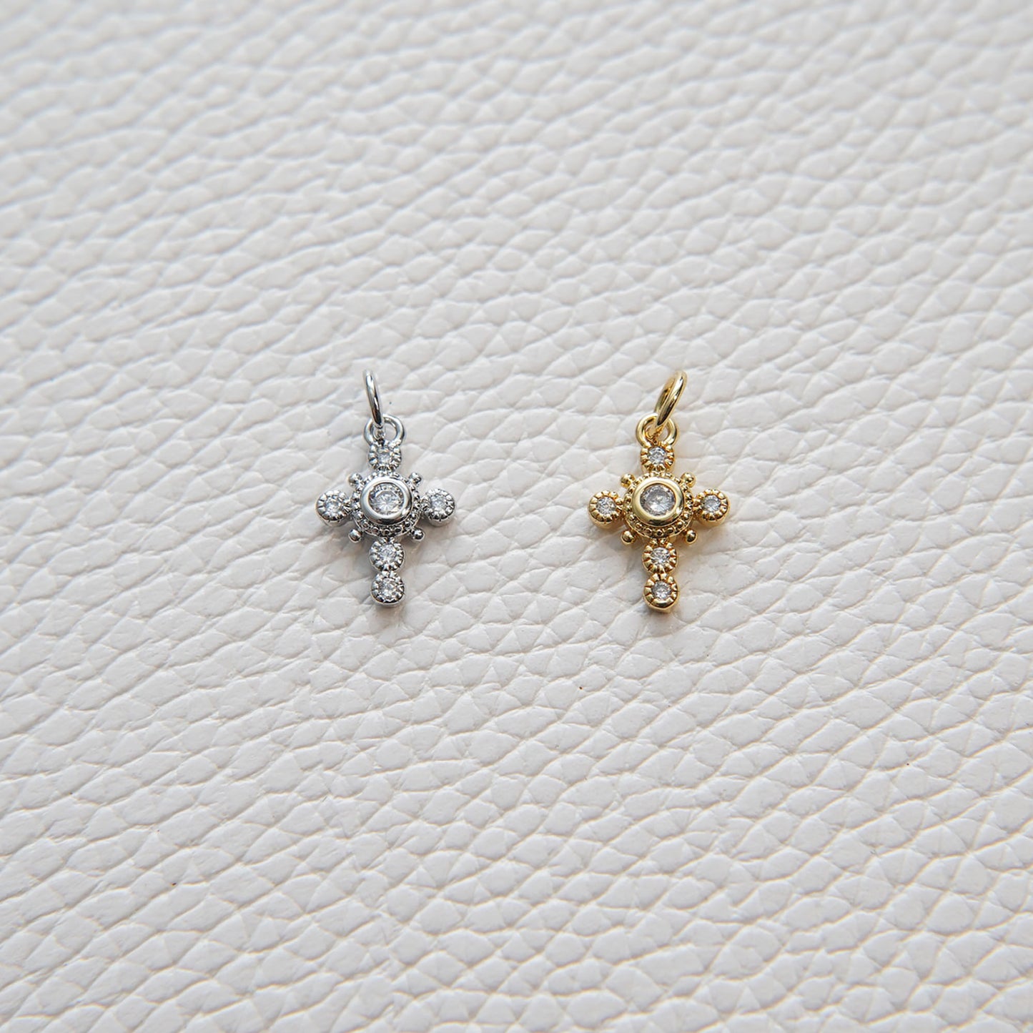 Gold Cross Charms,18K Gold Filled Cross Pendant,CZ Micro Pave Protect Religious Charm Bracelet Necklace for DIY Jewelry Making Supply