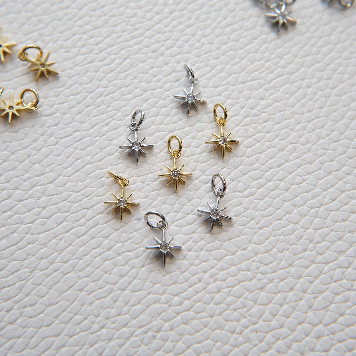 Gold Star Charms,18K Gold Filled Starburst Pendant,North Star Charm Bracelet Necklace for DIY Jewelry Making Supply