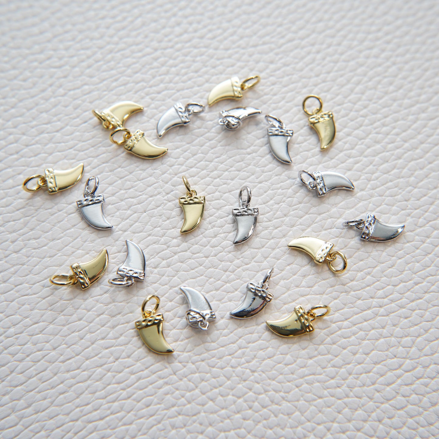 Gold Horns Charms,18K Gold Filled Horns Pendant,CZ Micro Pave Horns Charm Bracelet Necklace for DIY Jewelry Making Supply