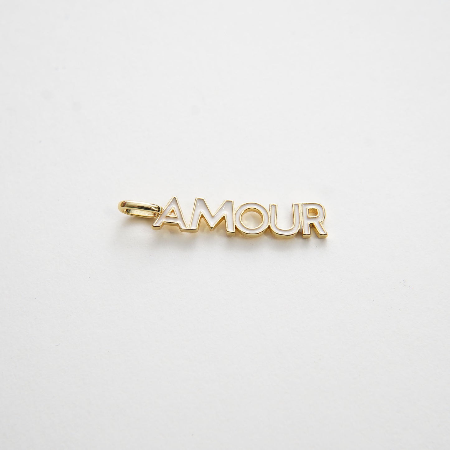 Gold "Amour" Charms,18K Gold Filled Enamel Amour Pendant,Amour Charms Bracelet Necklace for DIY Jewelry Making Supply (6x36mm)