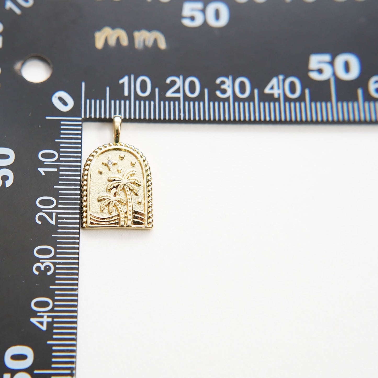 Gold Palm Tree Charms,18K Gold Filled Palm tree Pendant,CZ Micro Pave Silver Palm tree Charm Bracelet Necklace for DIY Jewelry Making Supply