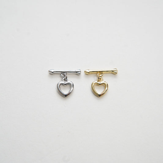 18K Gold Heart Toggle Clasp, Gold OT Clasp Fancy Design OT Clasp Bulk Supply for Bracelet Necklace Component