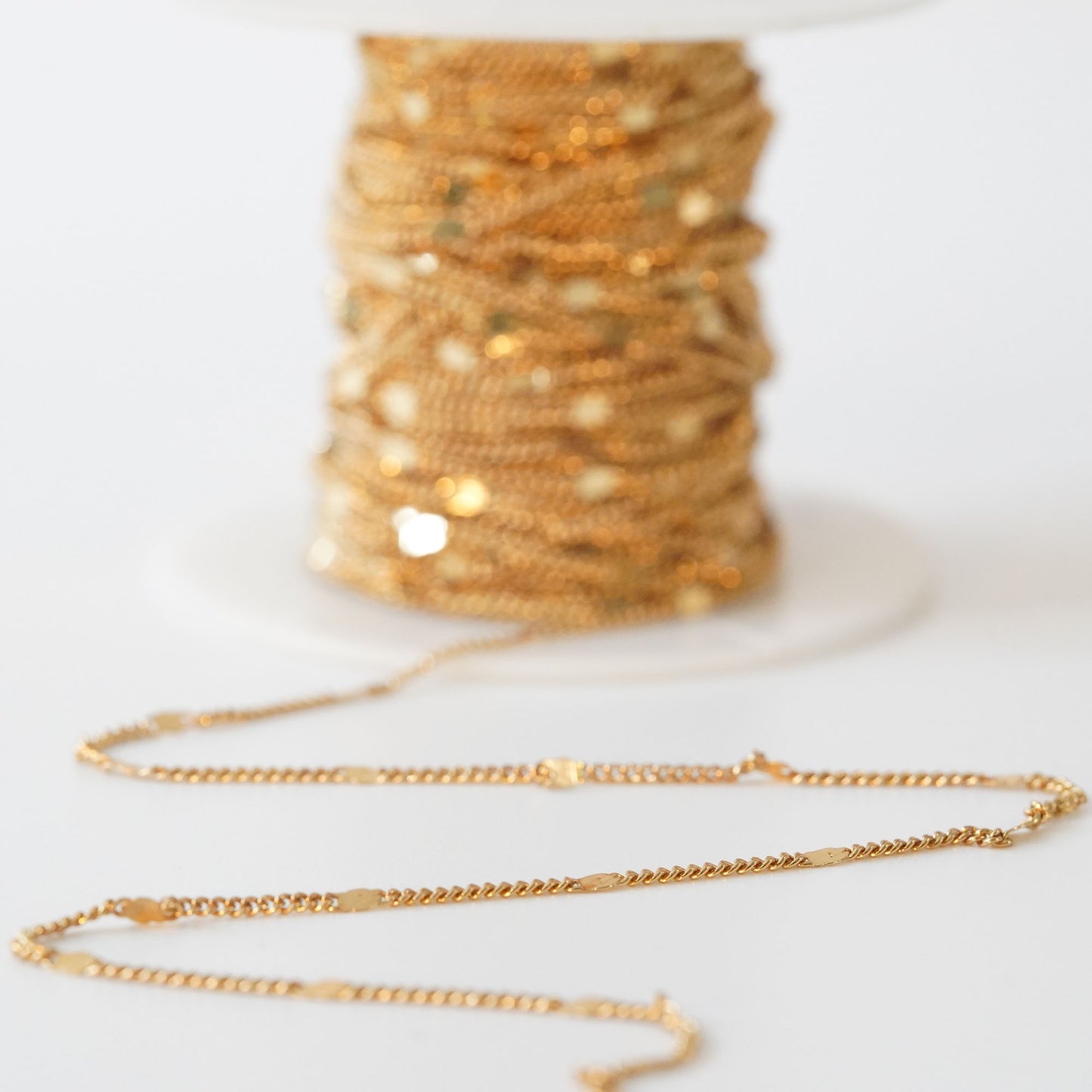 Gold Curb Chain,18K Gold Filled Curb for Necklace Bracelet DIY Jewelry Making Supply