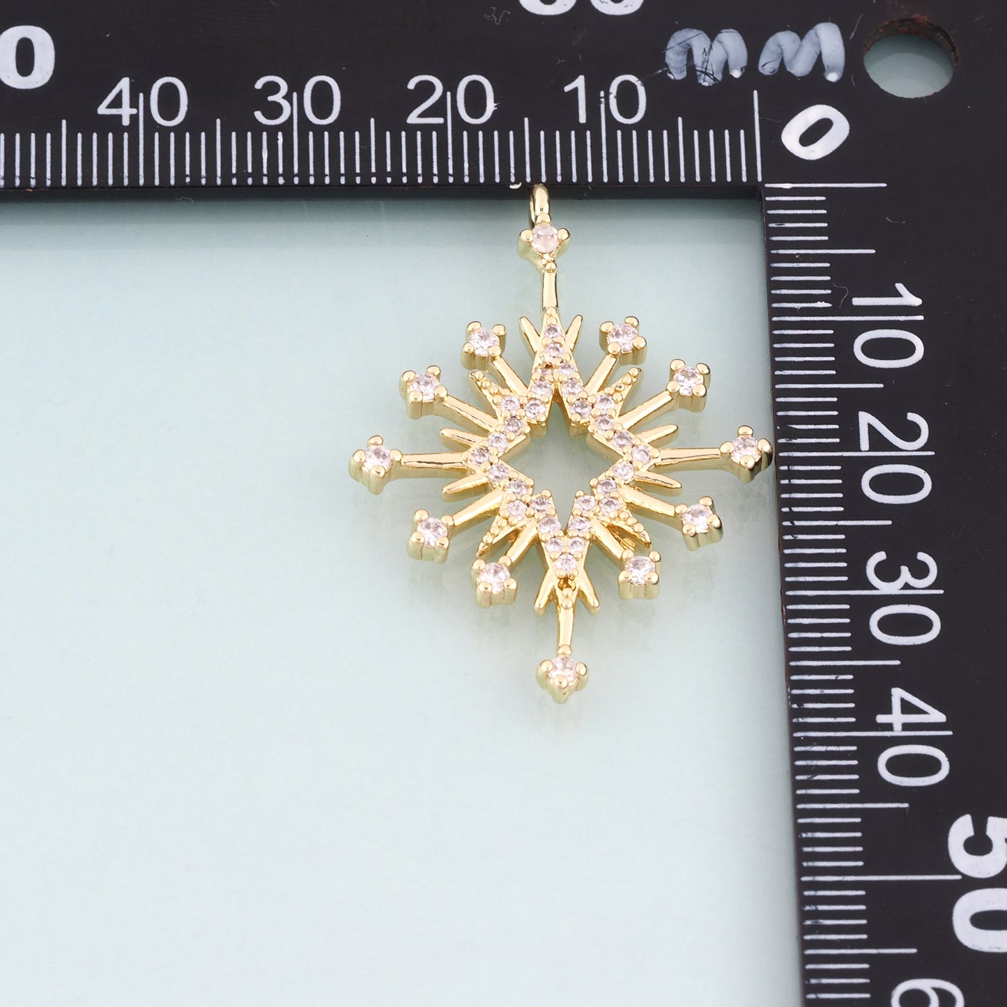 18K Gold Filled CZ North Star Pendant,Celestial Charm Bracelet Necklace for DIY Jewelry Making Supply