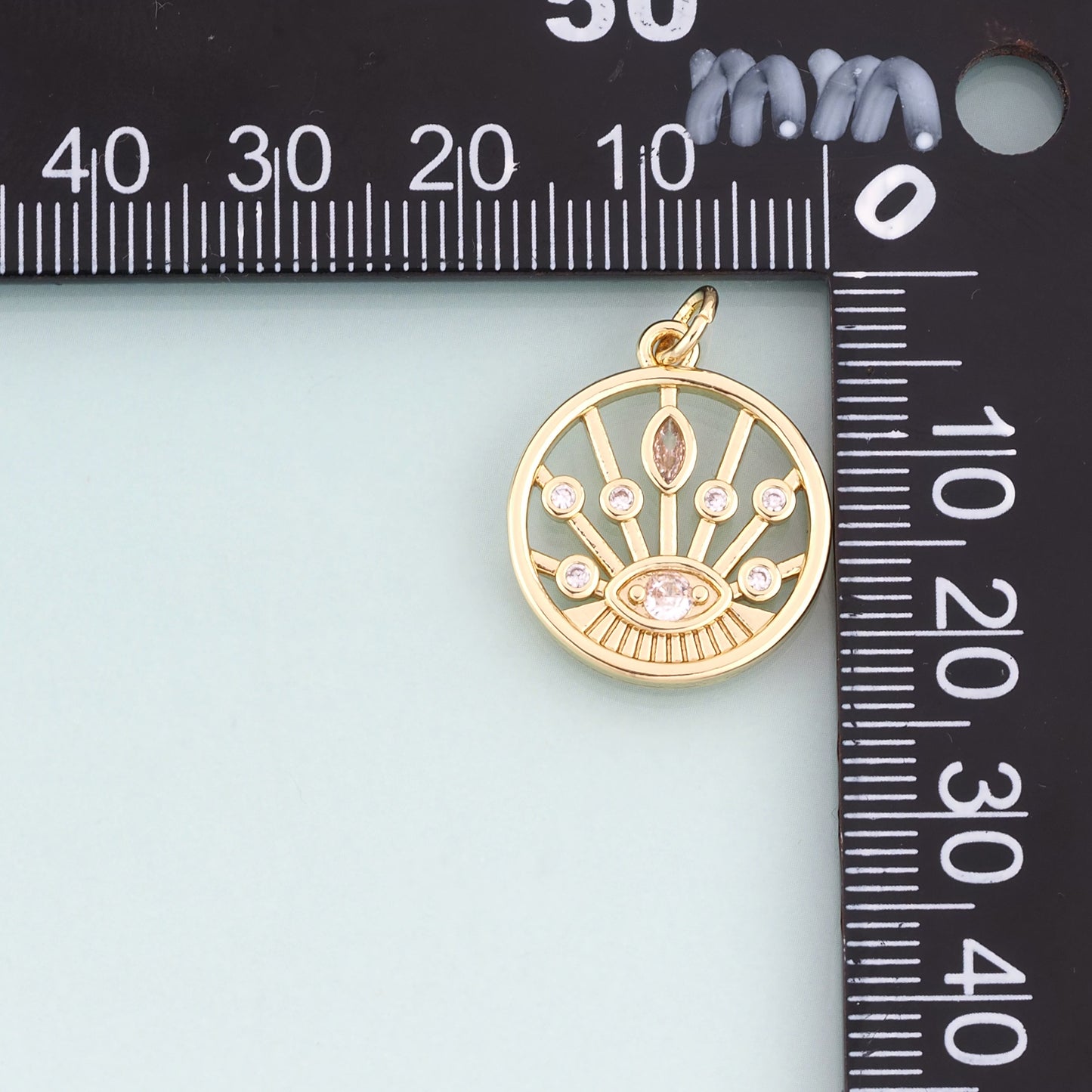 18K Gold Filled CZ Evil Eye Pendant,Evil Eye Amulet Pendant Bracelet Necklace for DIY Jewelry Making Supply