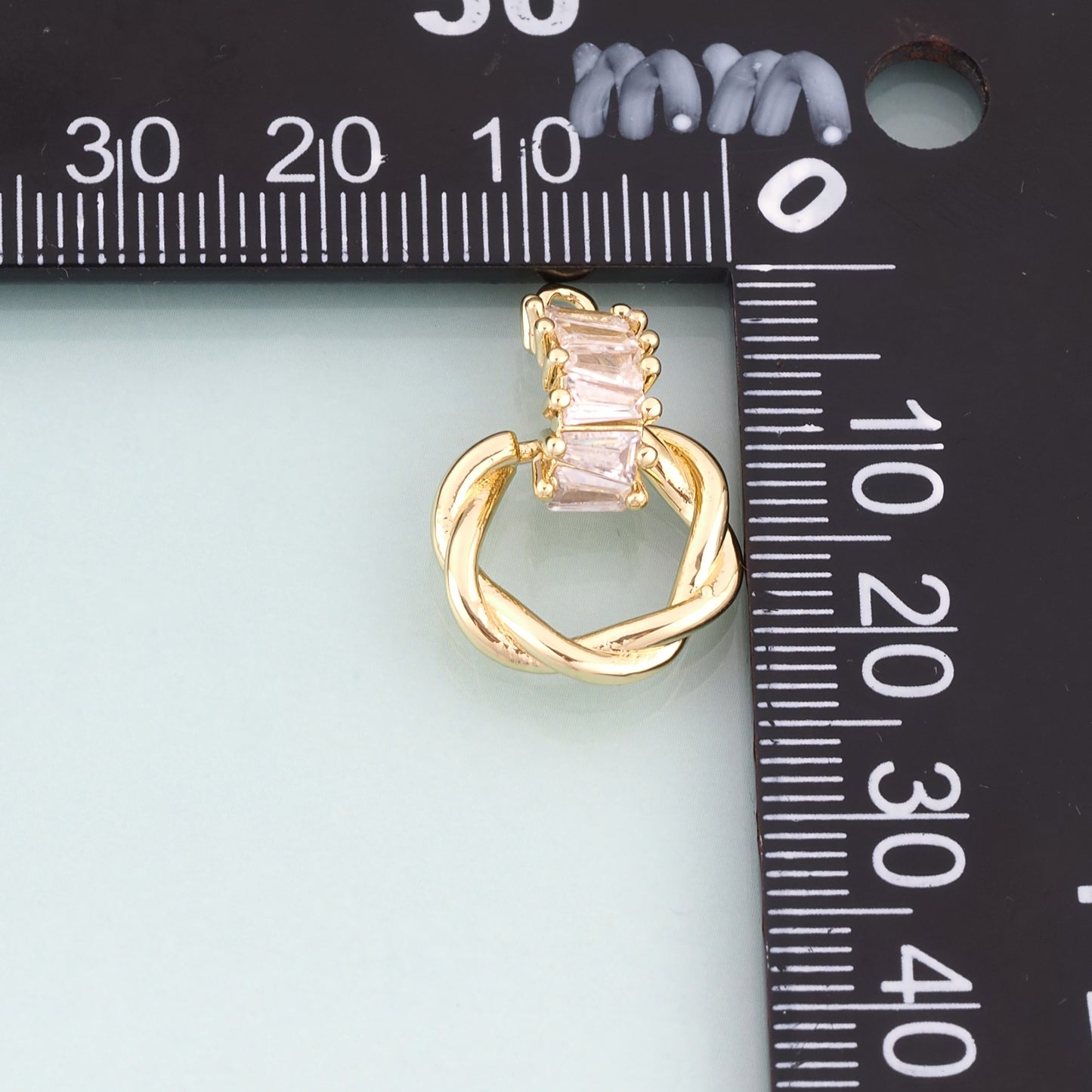 18K Gold Filled CZ Twisted Ring Pendant,Simple Style Charm Bracelet Necklace for DIY Jewelry Making Supply