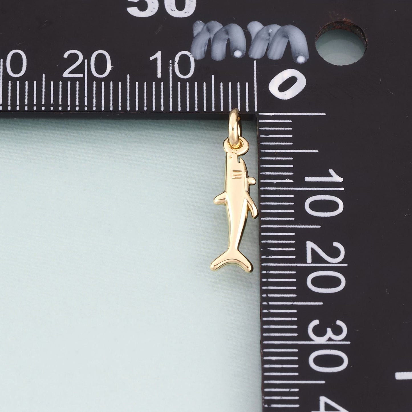 18K Gold Filled Shark Pendant,Marine Theme Charm Bracelet Necklace for DIY Jewelry Making Supply
