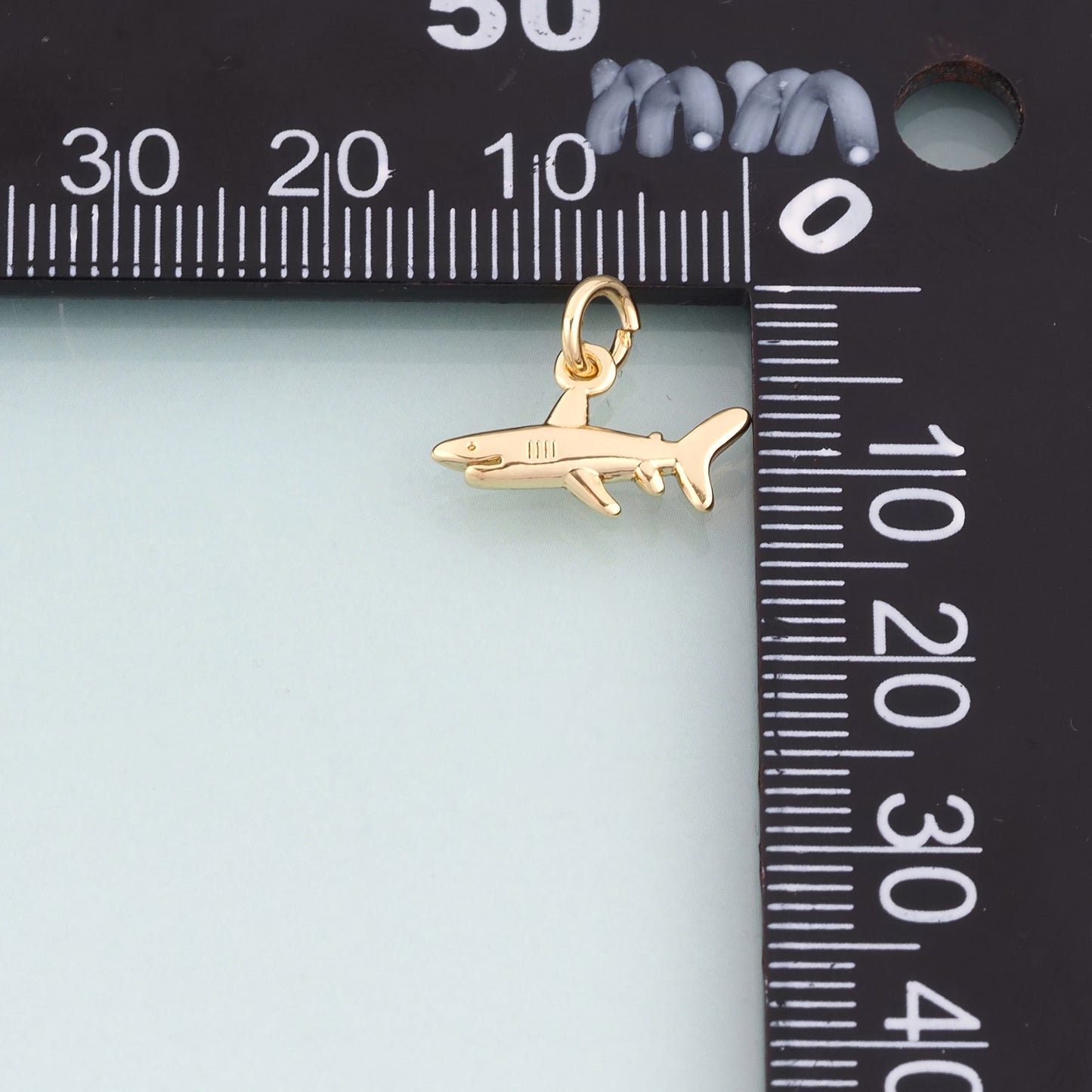 18K Gold Filled Shark Pendant,Marine Theme Charm Bracelet Necklace for DIY Jewelry Making Supply