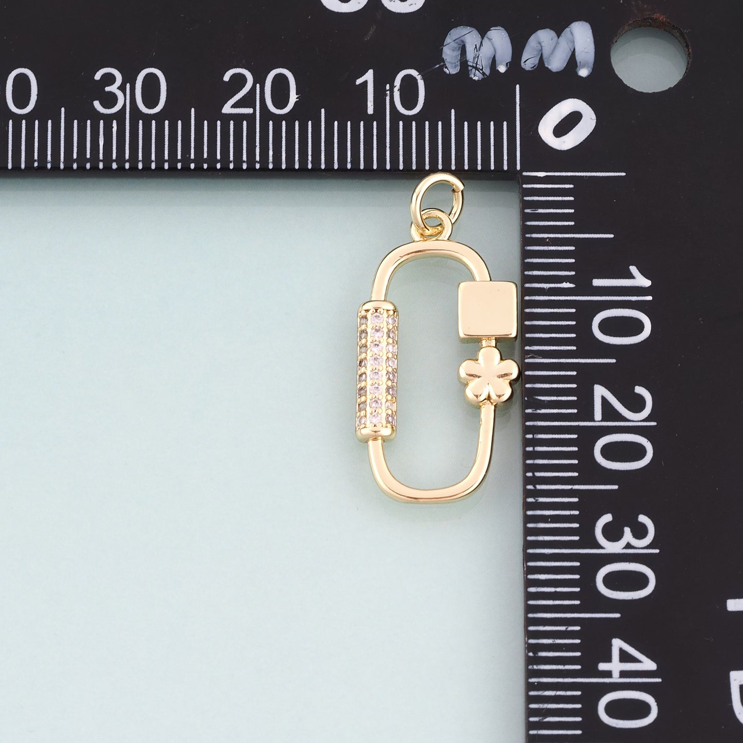 18K Gold Filled CZ Oval Pendant,Commuting Style Oval Charm Bracelet Necklace for DIY Jewelry Making Supply
