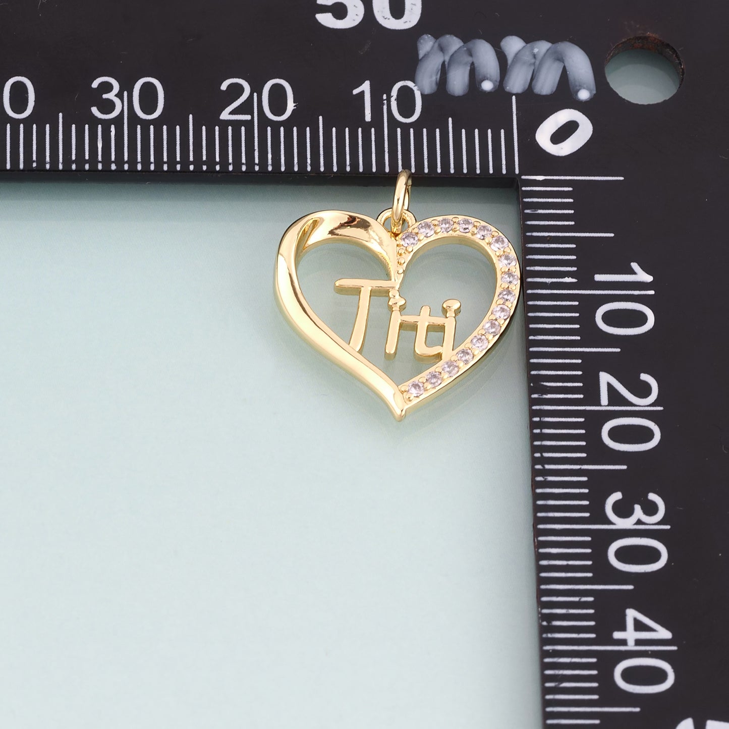 18K Gold Filled CZ Heart Pendant,Couple Souvenirs Heart Charm Bracelet Necklace for DIY Jewelry Making Supply