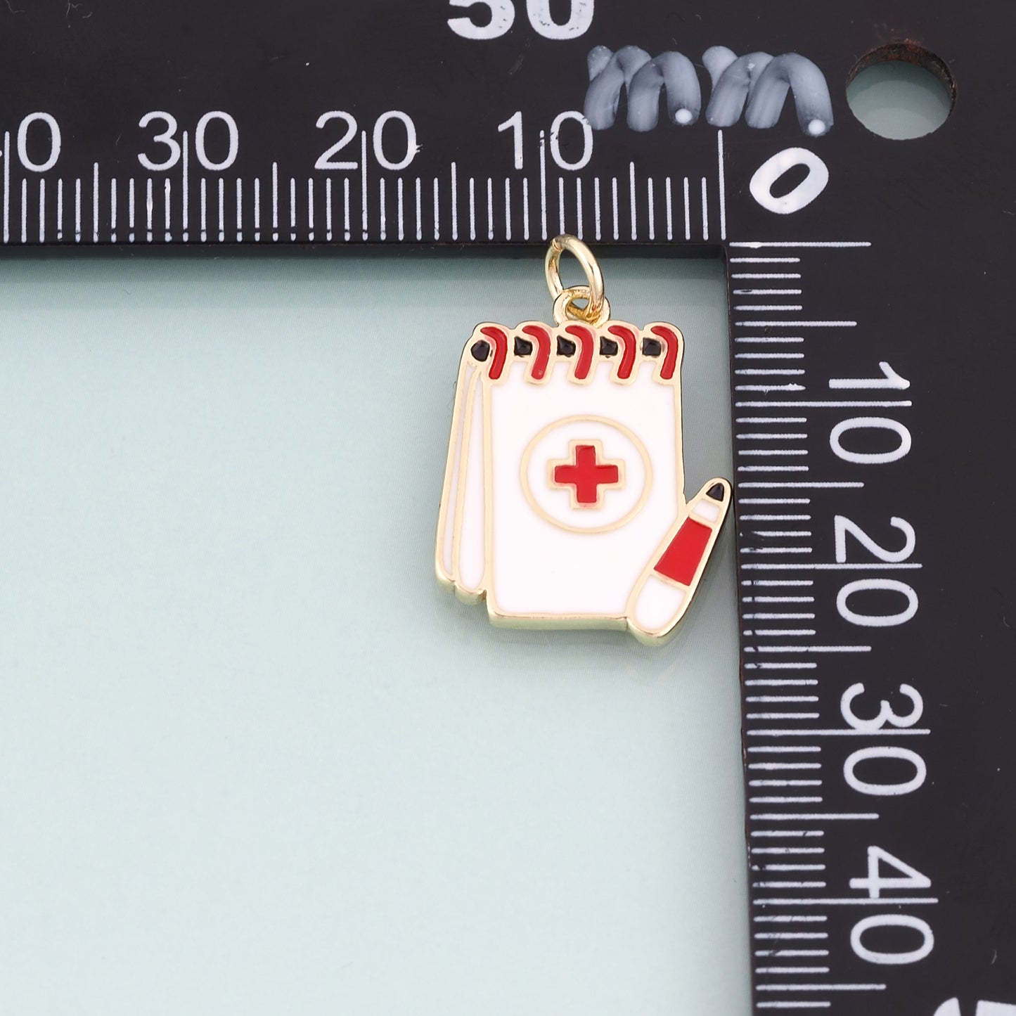 18K Gold Filled Enamel Medical Records Pendant,Graduation Gifts for Medical Students Charm Bracelet Necklace for DIY Jewelry Making Supply