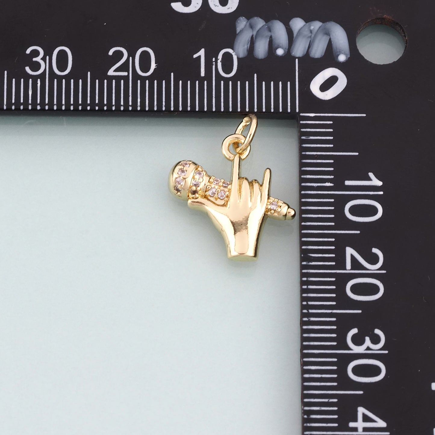 18K Gold Filled CZ Hip Hop Gesture Pendant,American Hip Hop Charm Bracelet Necklace for DIY Jewelry Making Supply