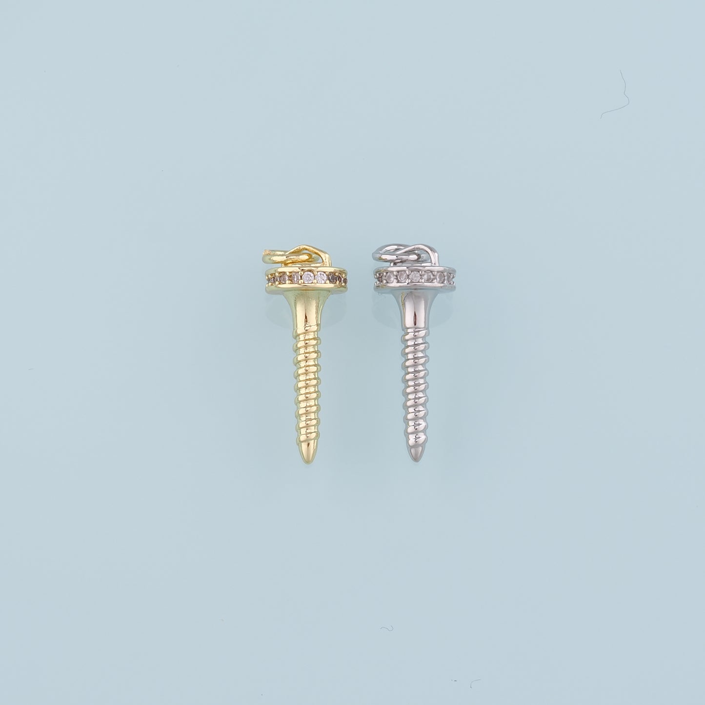 18K Gold Filled Pearl Screw Pendant,CZ Micro Pave Screw Charm Bracelet Necklace for DIY Jewelry Making Supply