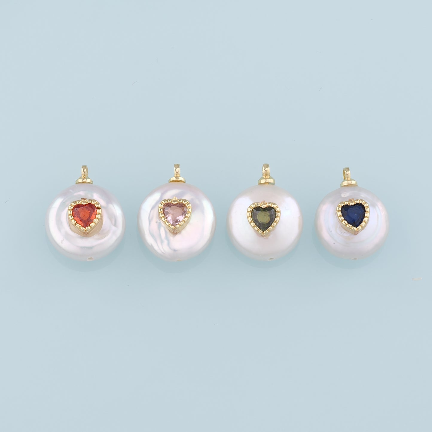 Gold Heart Charms,18K Gold Filled Pearl Heart Pendant,Heart Charm Bracelet Necklace for DIY Jewelry Making Supply
